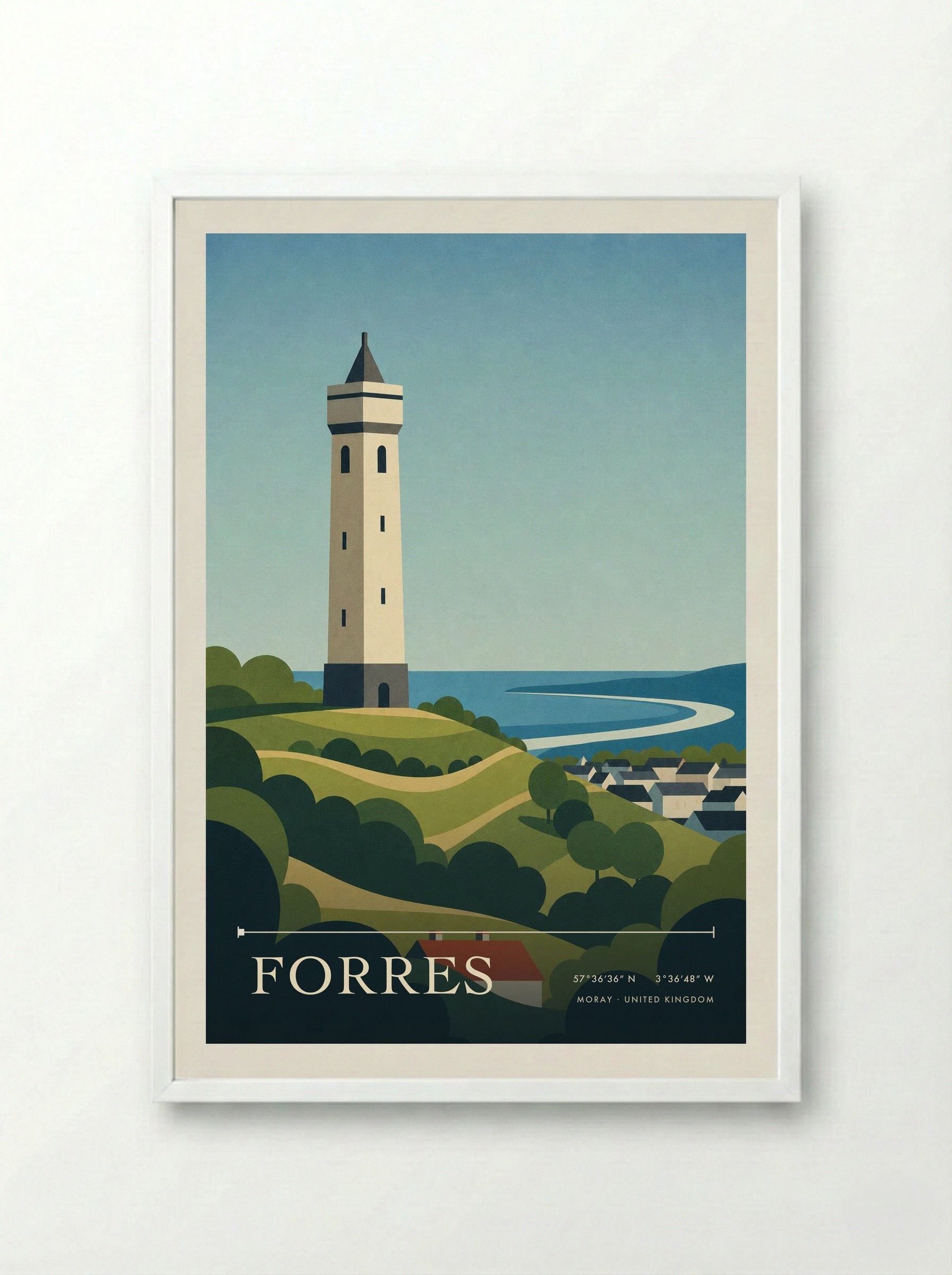Forres Moray United Kingdom Travel Poster - Framed Print White