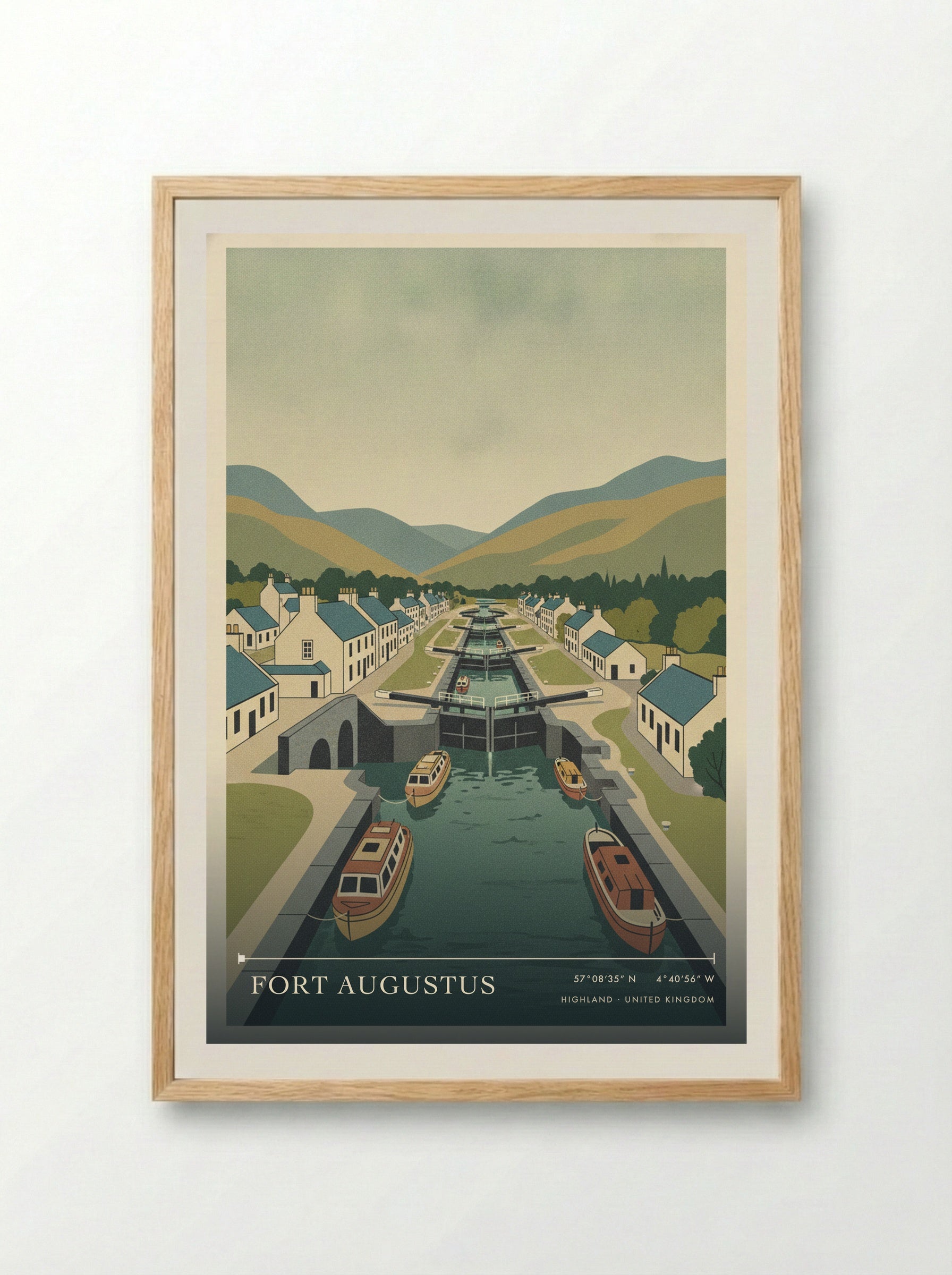 Fort Augustus Highland United Kingdom Travel Poster - Framed Print Wood