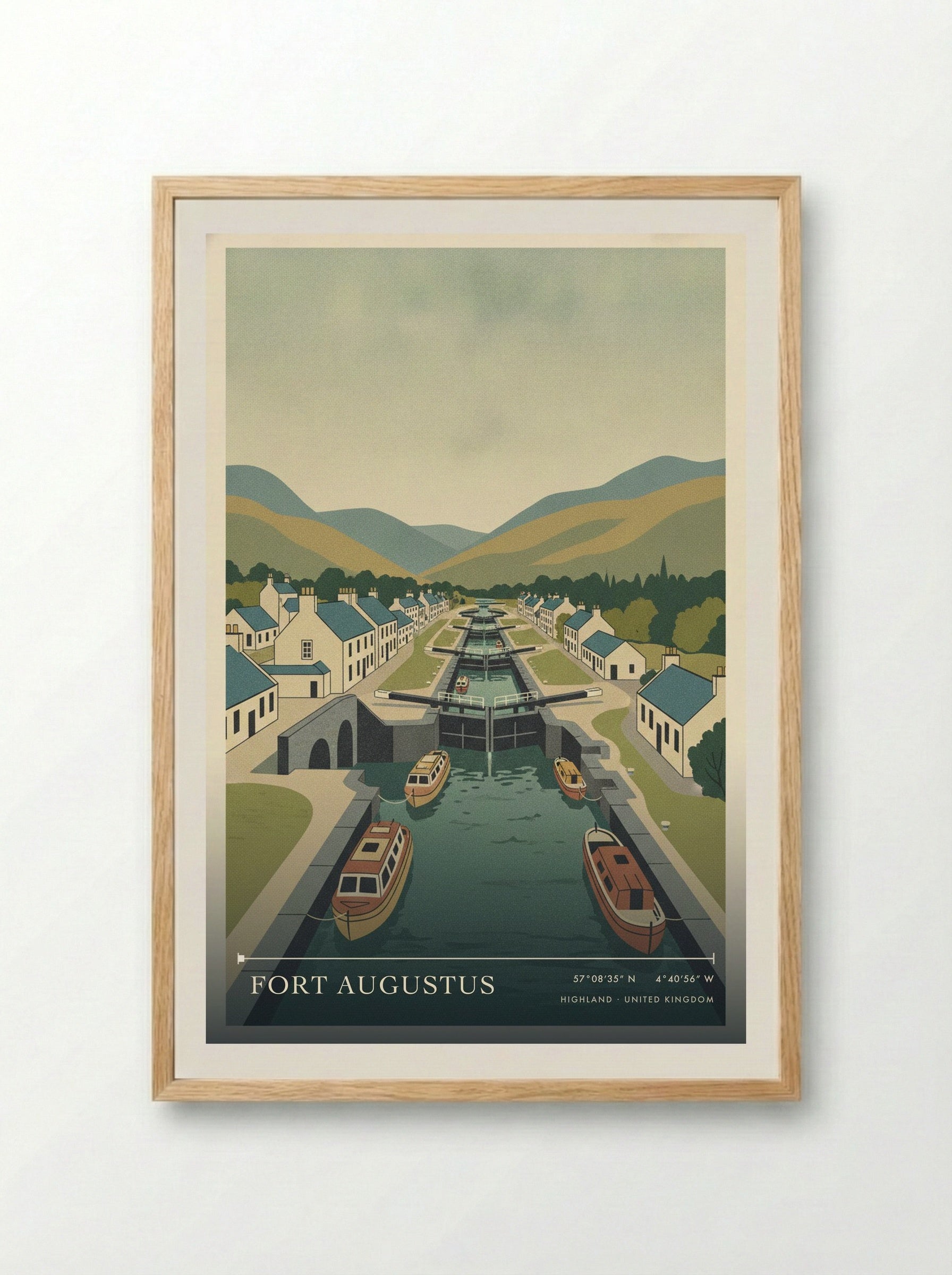 Fort Augustus Highland United Kingdom Travel Poster - Framed Print Wood