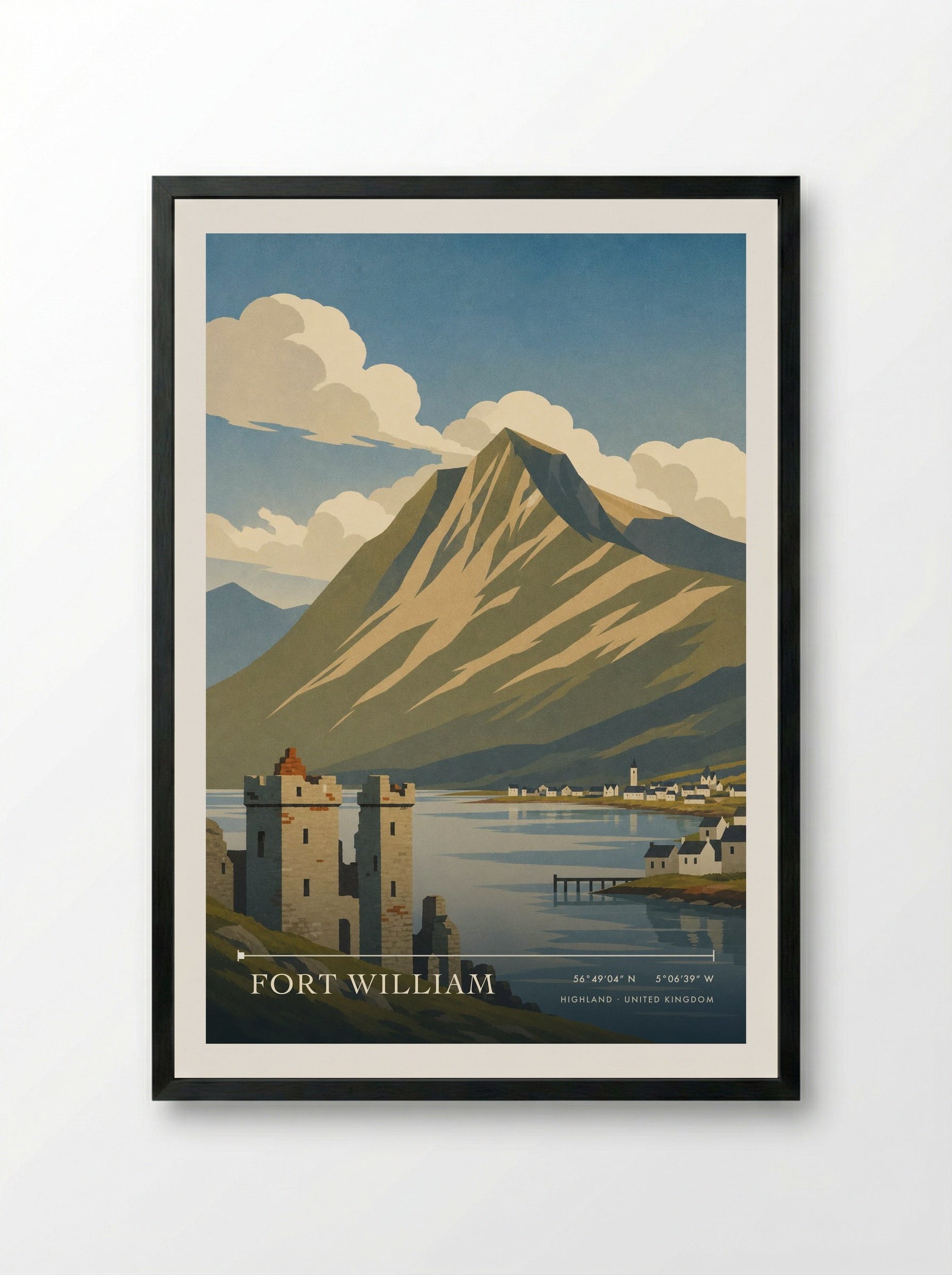 Fort William Highland United Kingdom Travel Poster - Framed Print Black