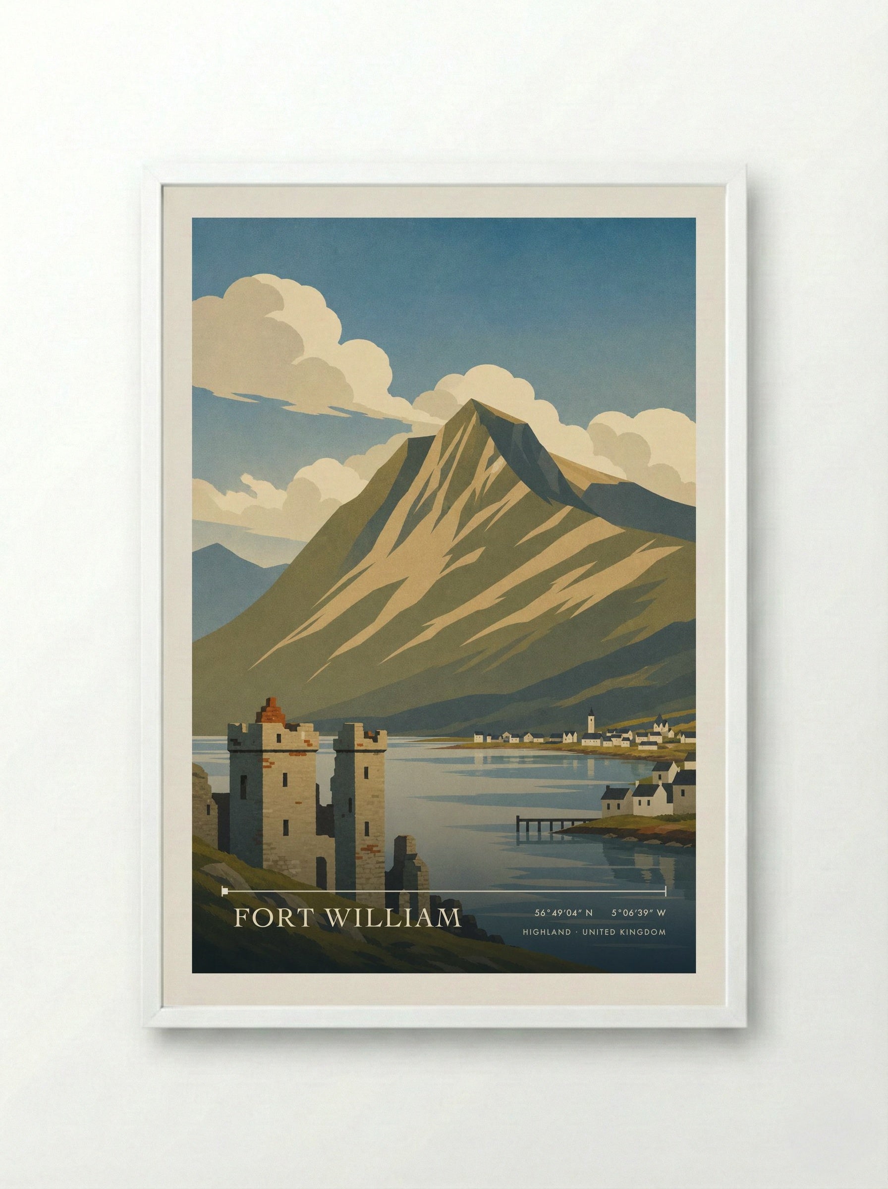 Fort William Highland United Kingdom Travel Poster - Framed Print White