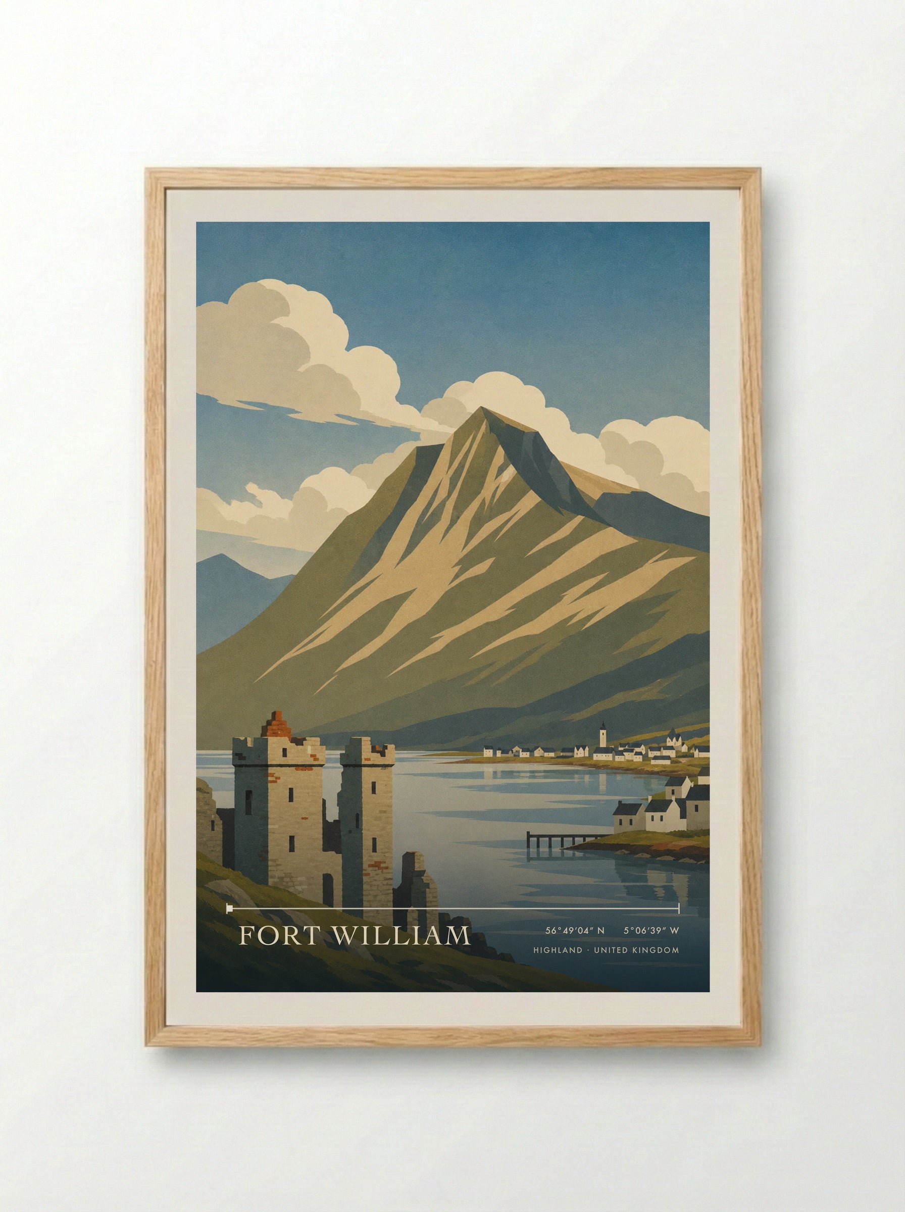 Fort William Highland United Kingdom Travel Poster - Framed Print Wood