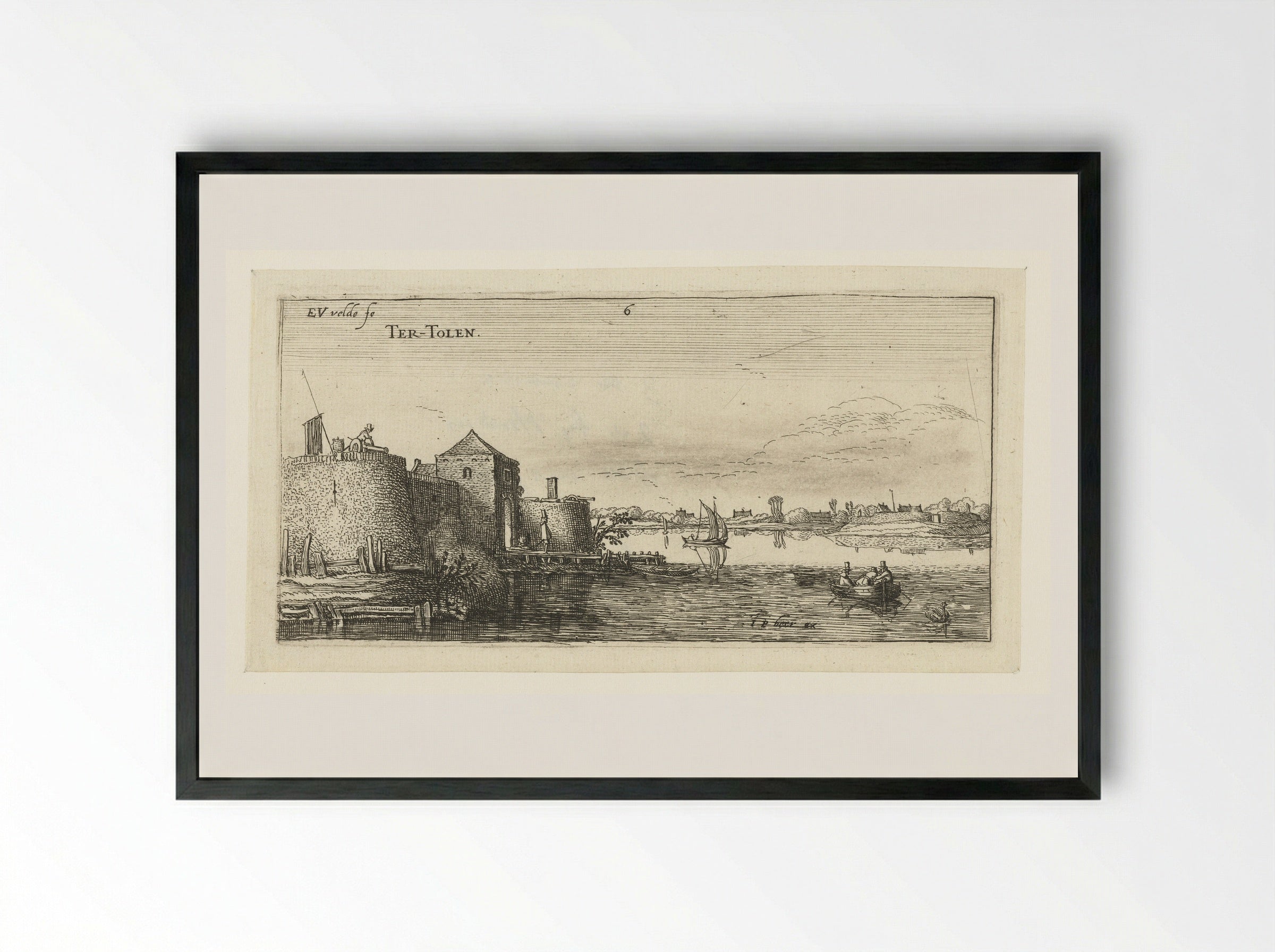 Fort met verdedigingswerken van Tholen aan de Schelde - Hendrick Hondius (I) - Framed Print Black