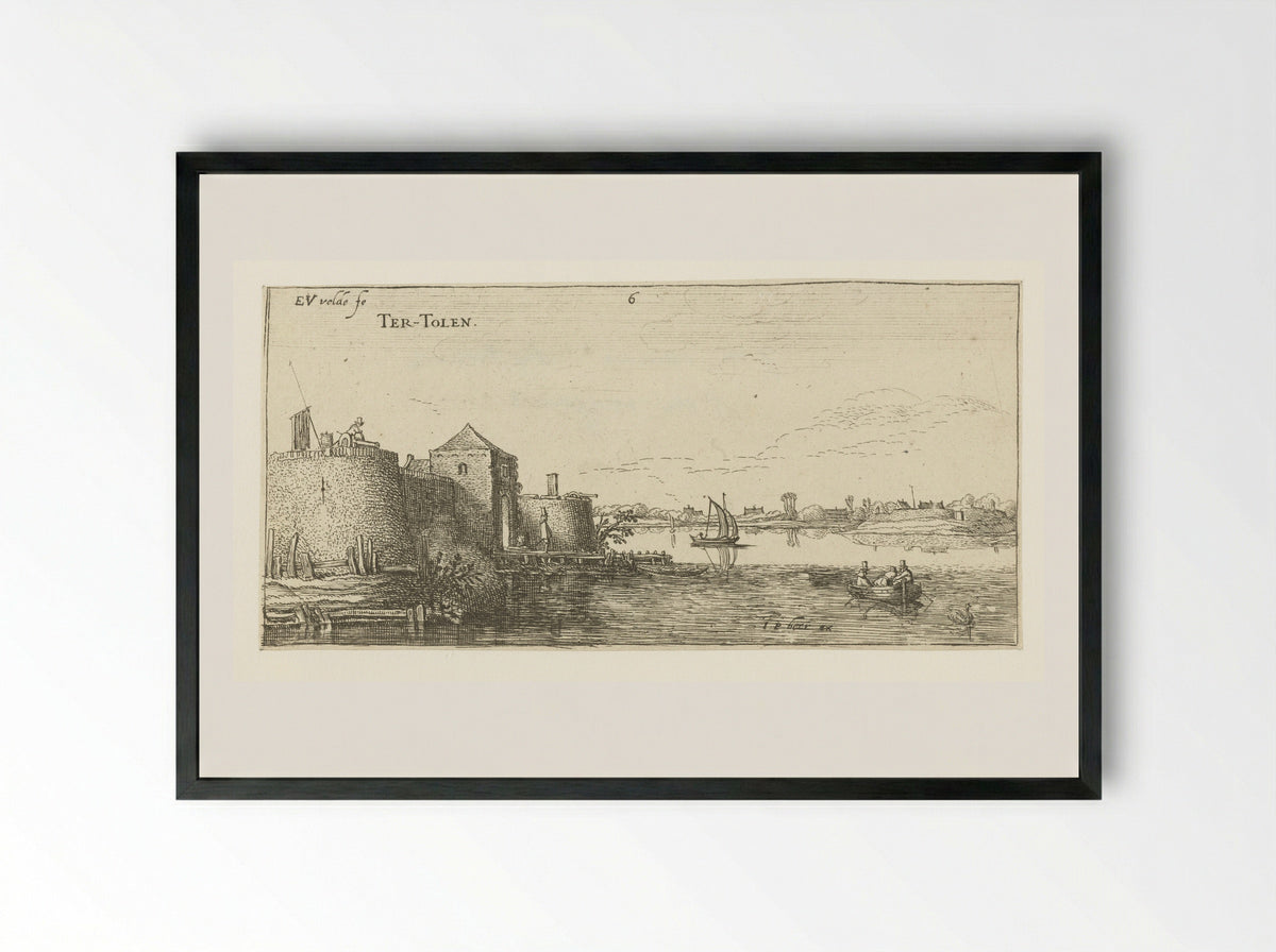 Fort met verdedigingswerken van Tholen aan de Schelde - Esaias van de Velde - Framed Print Black