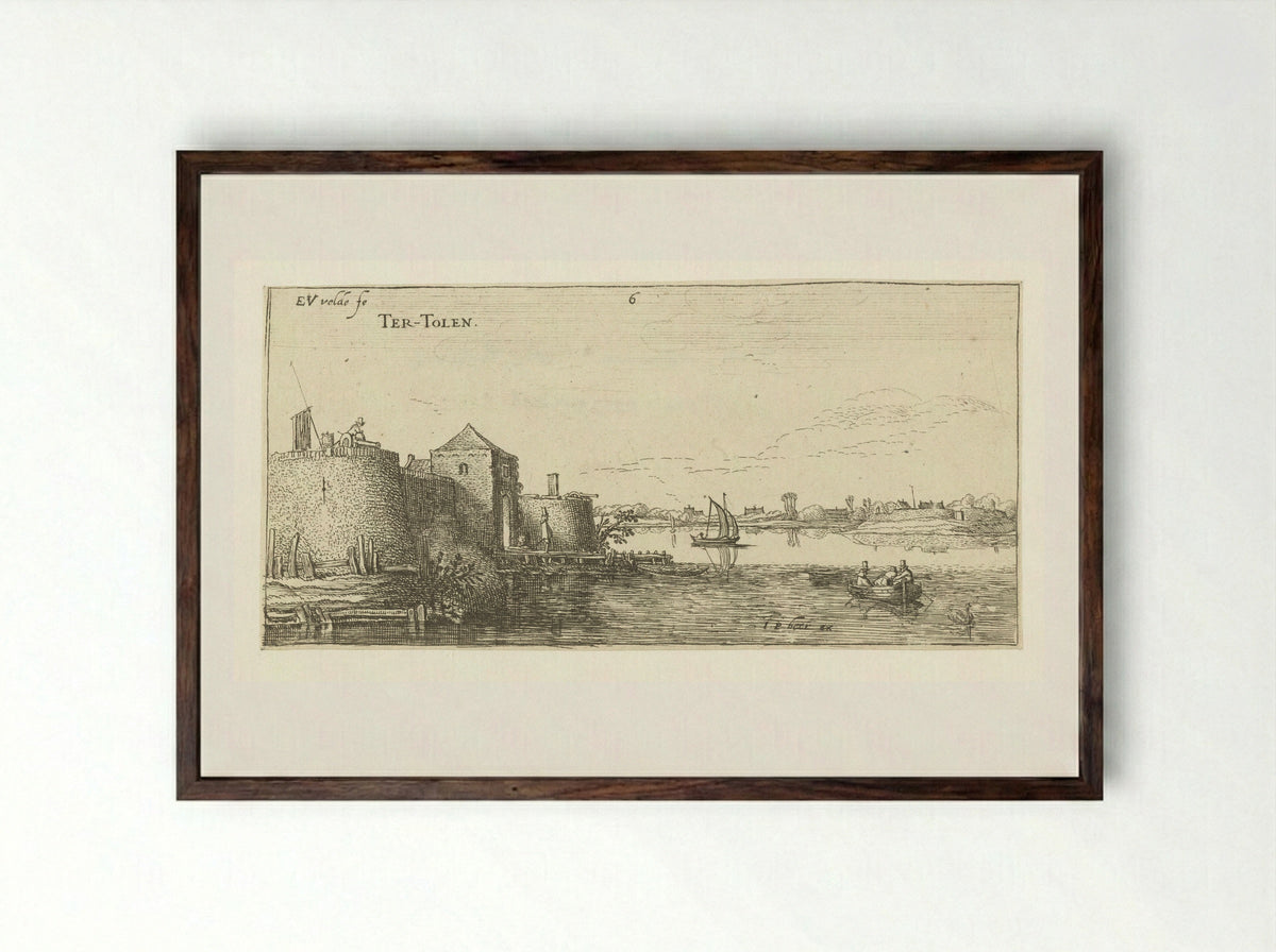 Fort met verdedigingswerken van Tholen aan de Schelde - Esaias van de Velde - Framed Print Dark Wood