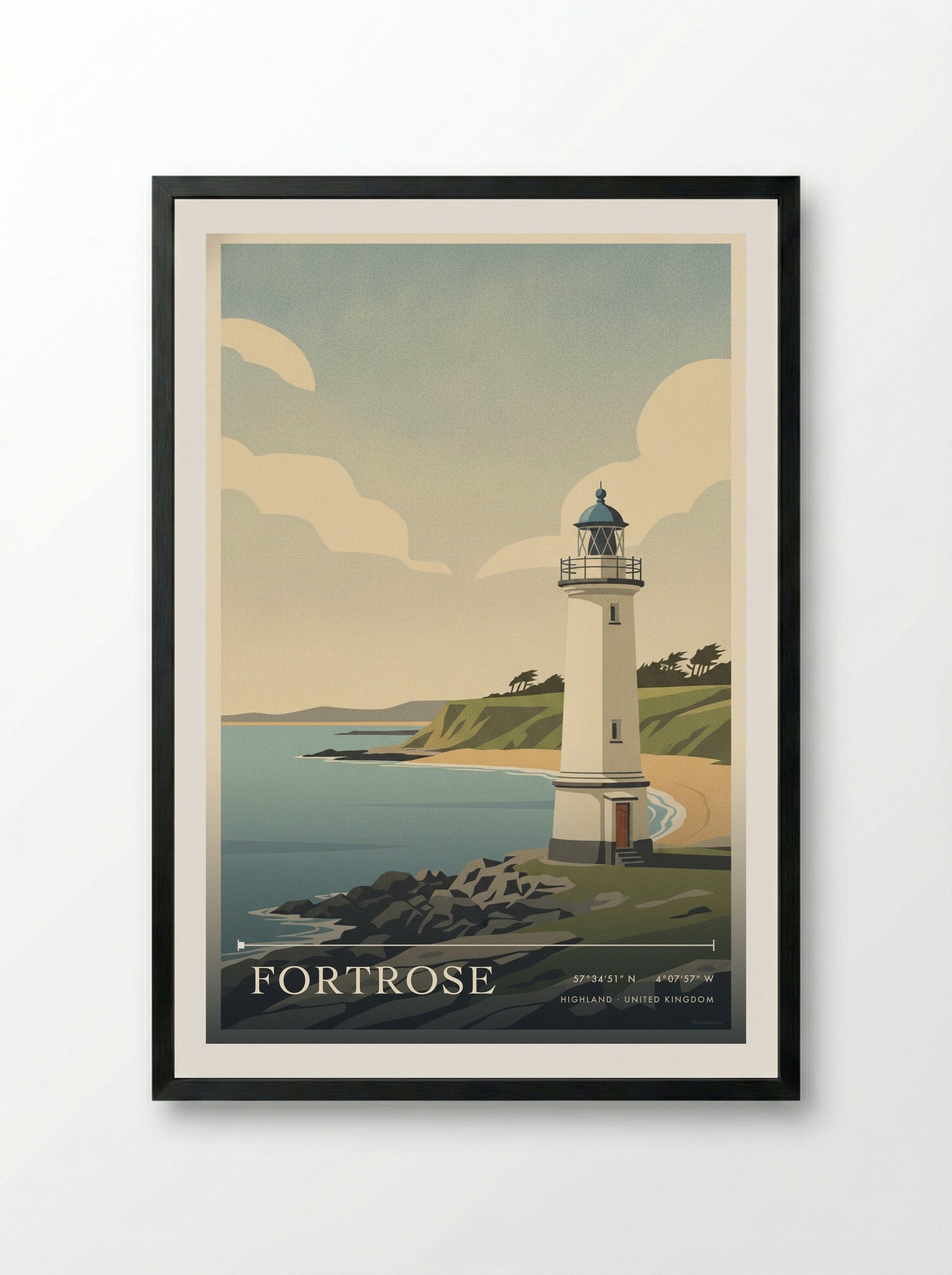 Fortrose Highland United Kingdom Travel Poster - Framed Print Black