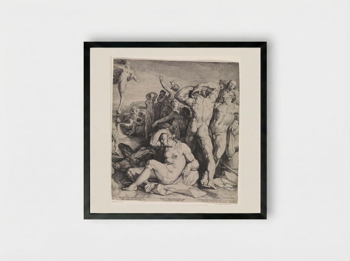 Fortuna verdeelt haar geschenken (rechter blad) - Cornelis Cornelisz. van Haarlem - Framed Print Black