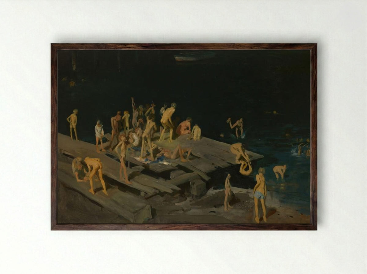 Forty-two Kids - George Bellows - Framed Print Dark Wood