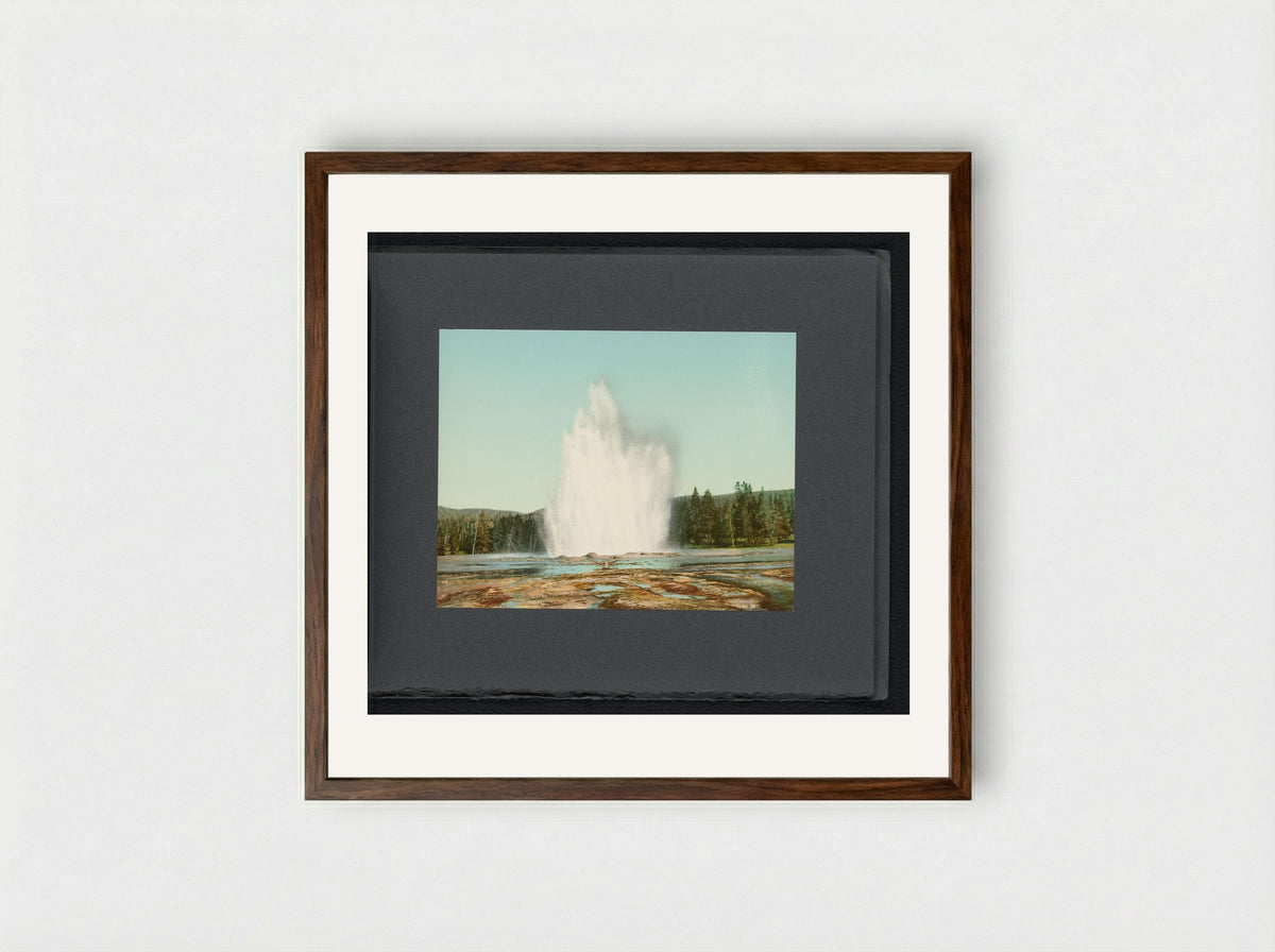 Fountain Geyser, Yellowstone National Park - William Henry Jackson - Framed Print Dark Wood