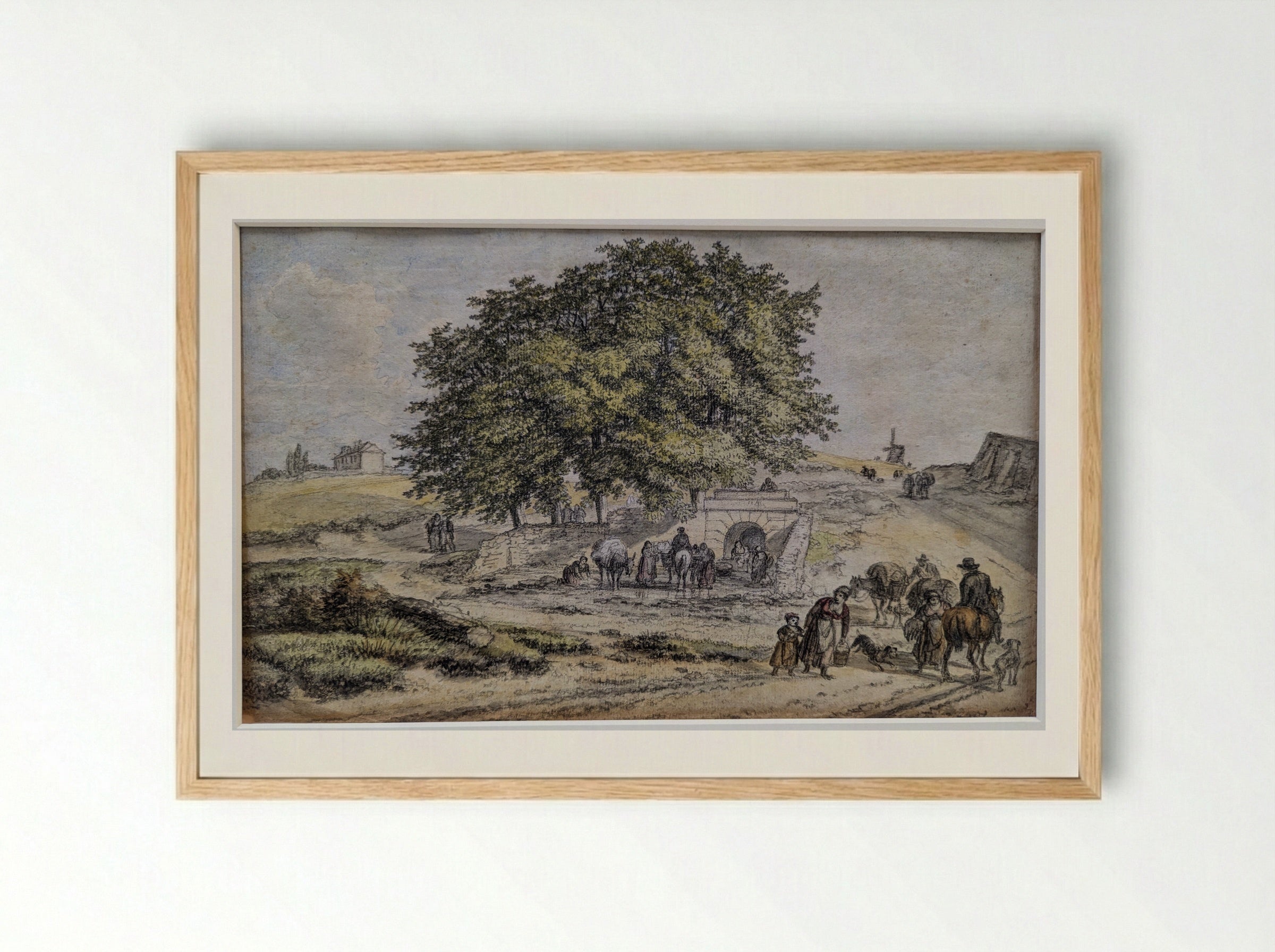 Fountain Near the Hill of Montmartre - Georges Michel - Framed Print Wood