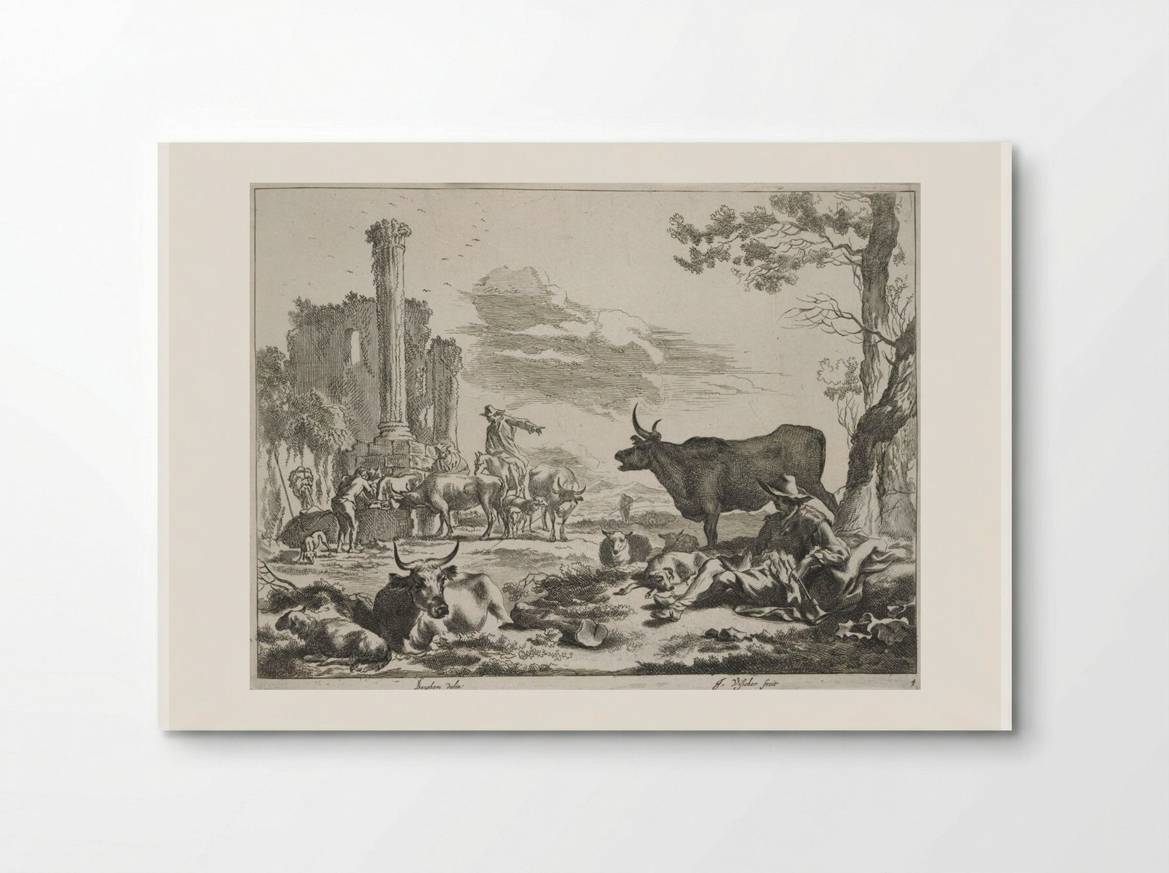Fountain among Antique Ruins - Johannes Visscher - Poster