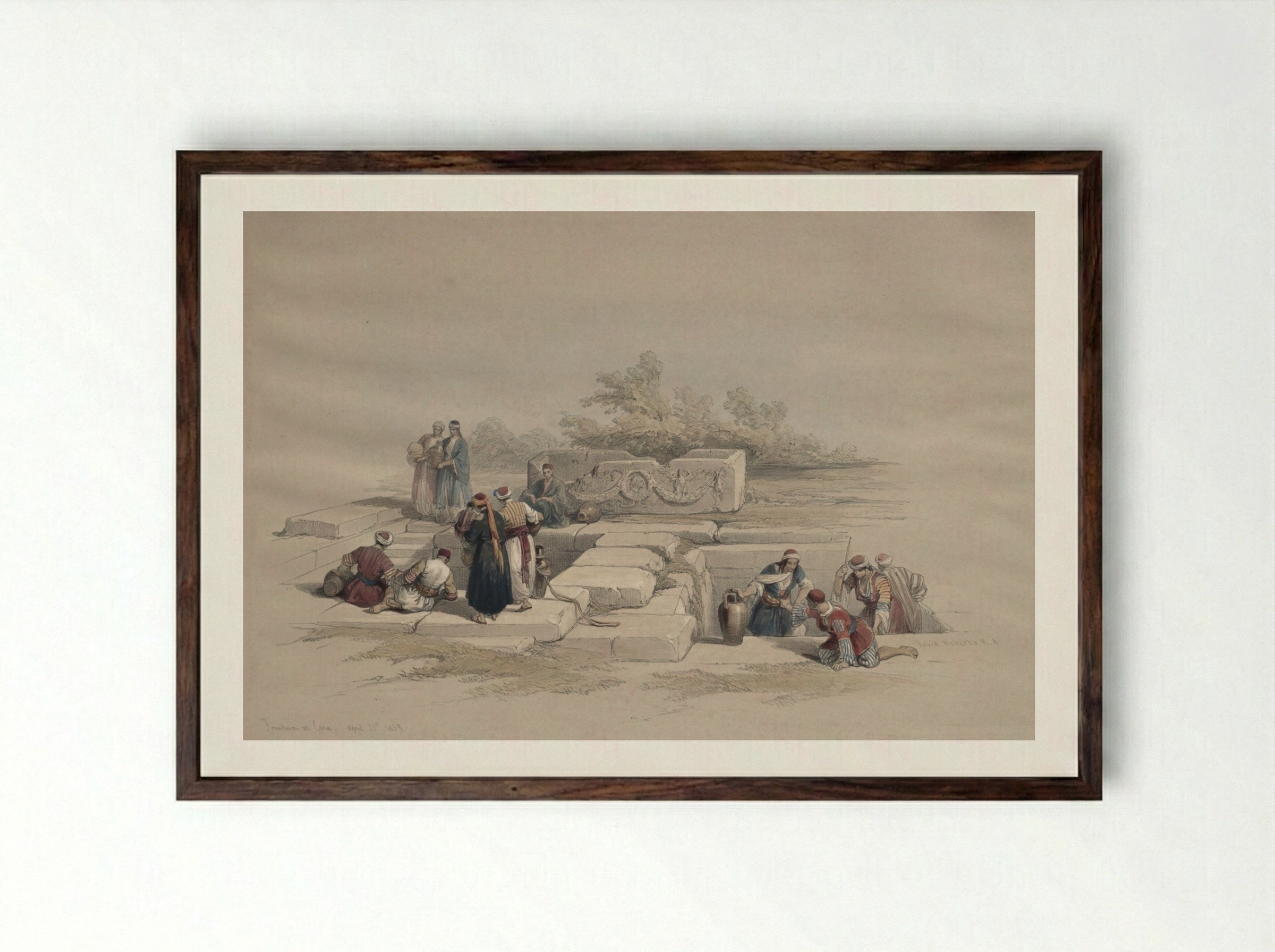 Fountain at Cana - David Roberts - Framed Print Dark Wood