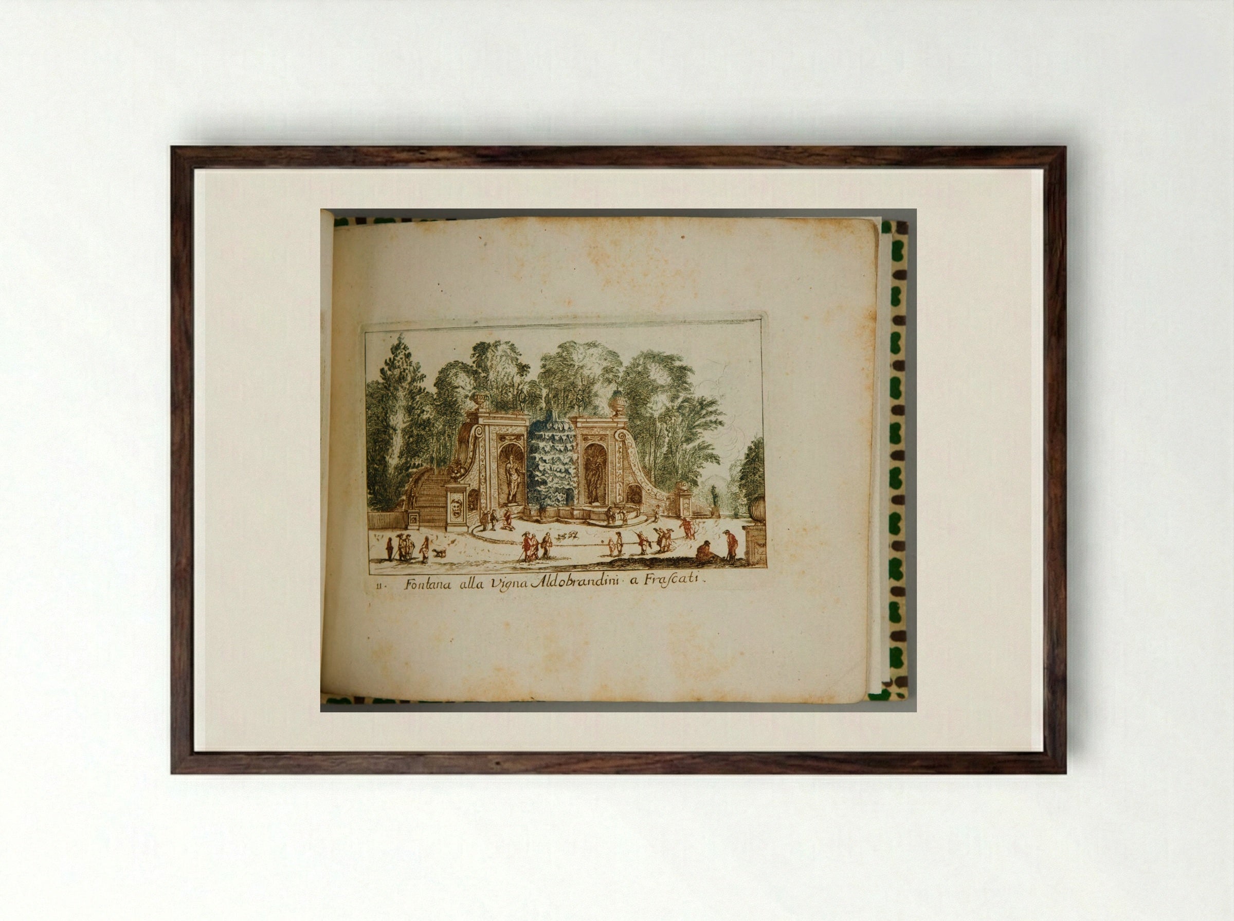 Fountain at the Villa Aldobrandini at Frascati - Abraham Bloteling - Framed Print Dark Wood