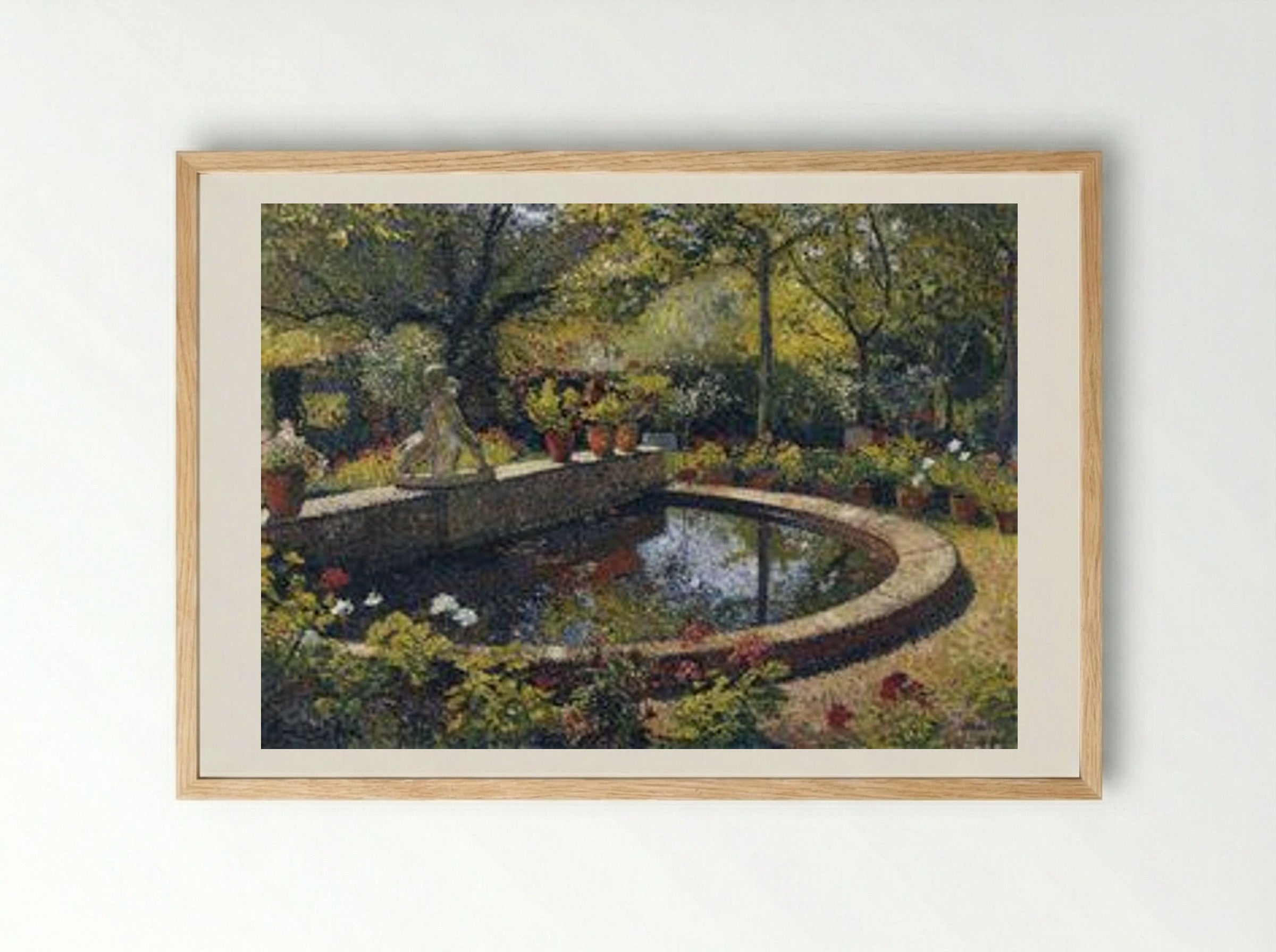 Fountain in My Garden - Henri Martin - Framed Print Wood