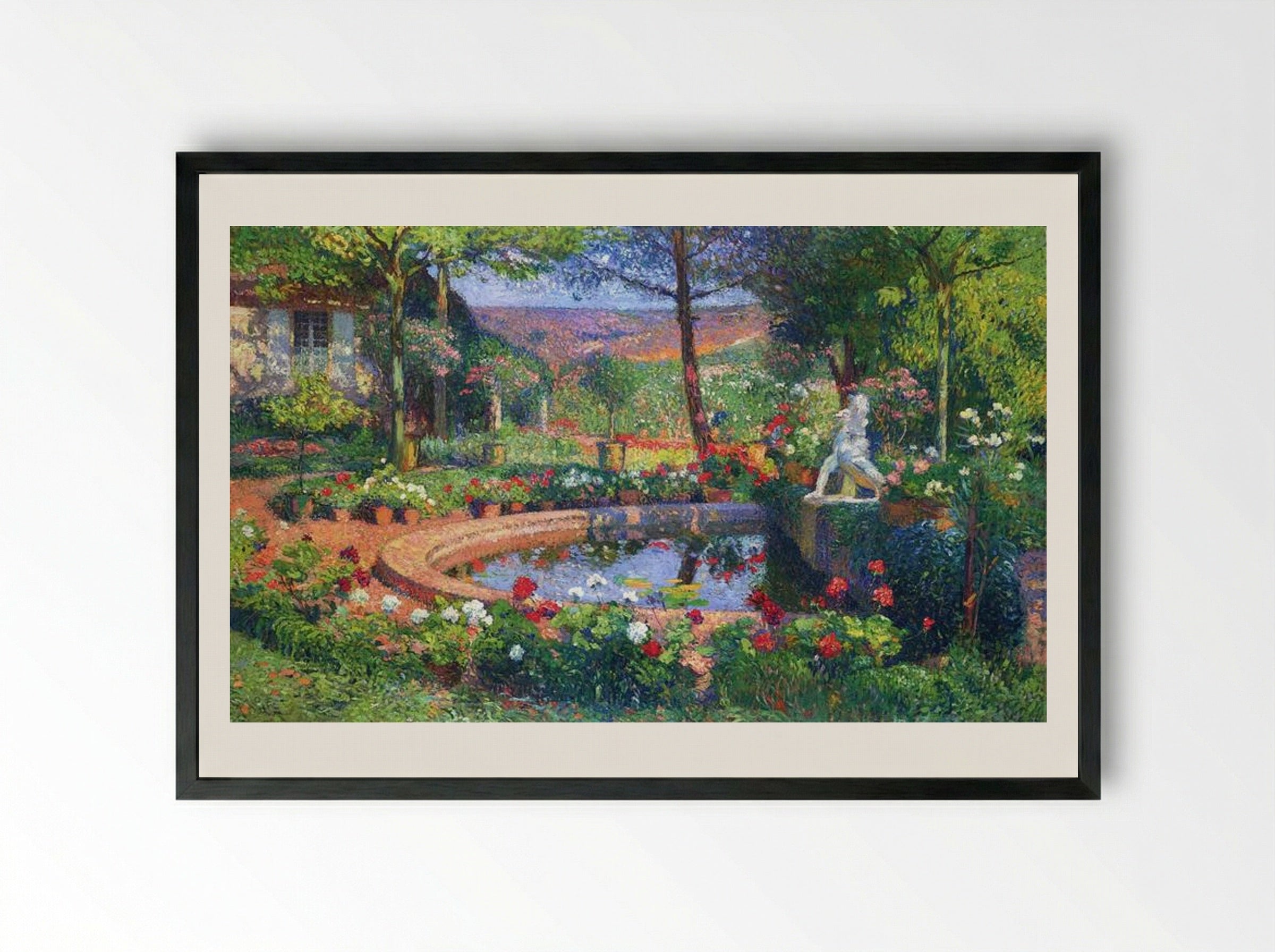 Fountain in the Park Marquayro - Henri Martin - Framed Print Black