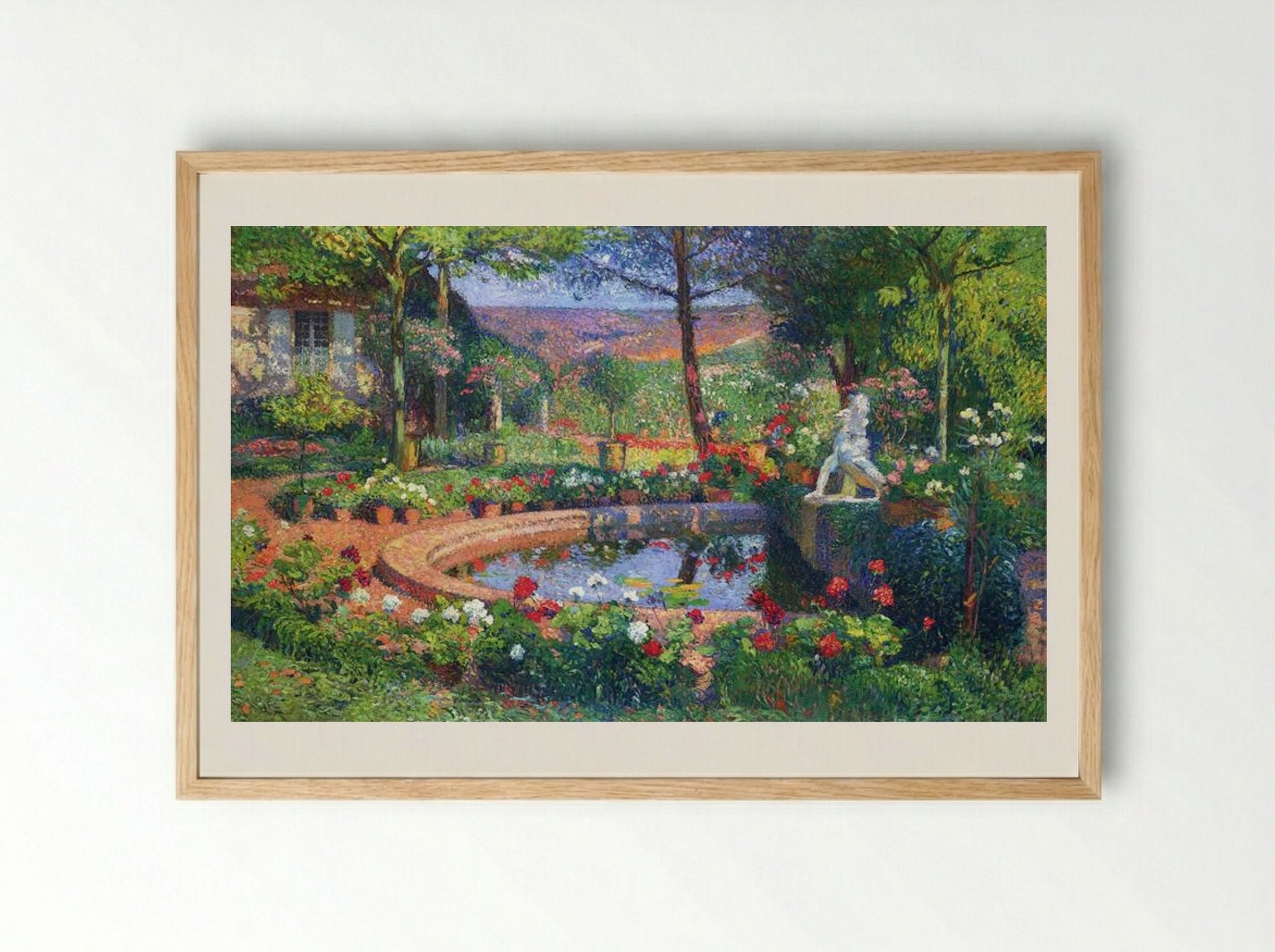 Fountain in the Park Marquayro - Henri Martin - Framed Print Wood