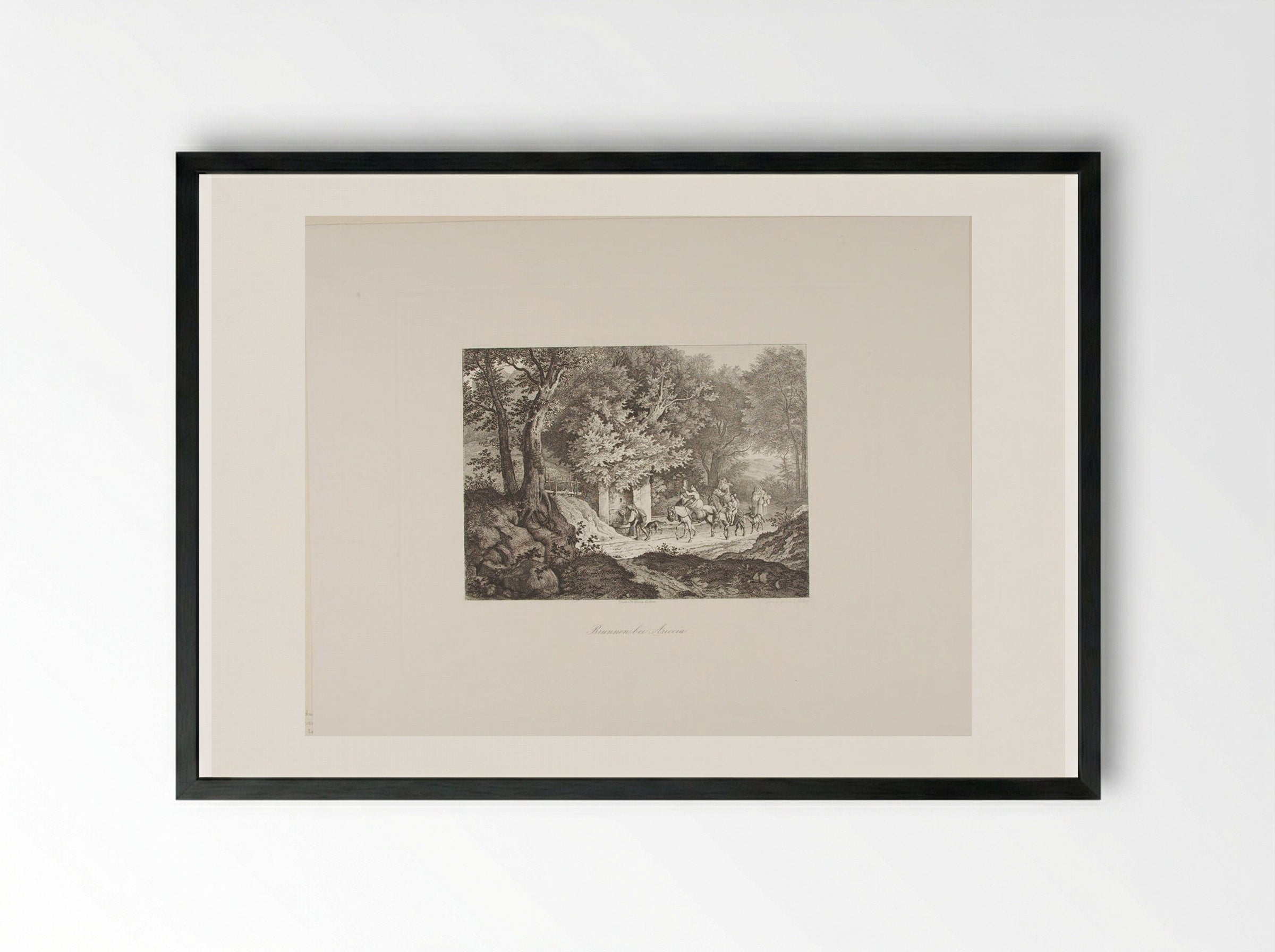 Fountain near Ariccia - Adrian Ludwig Richter - Framed Print Black