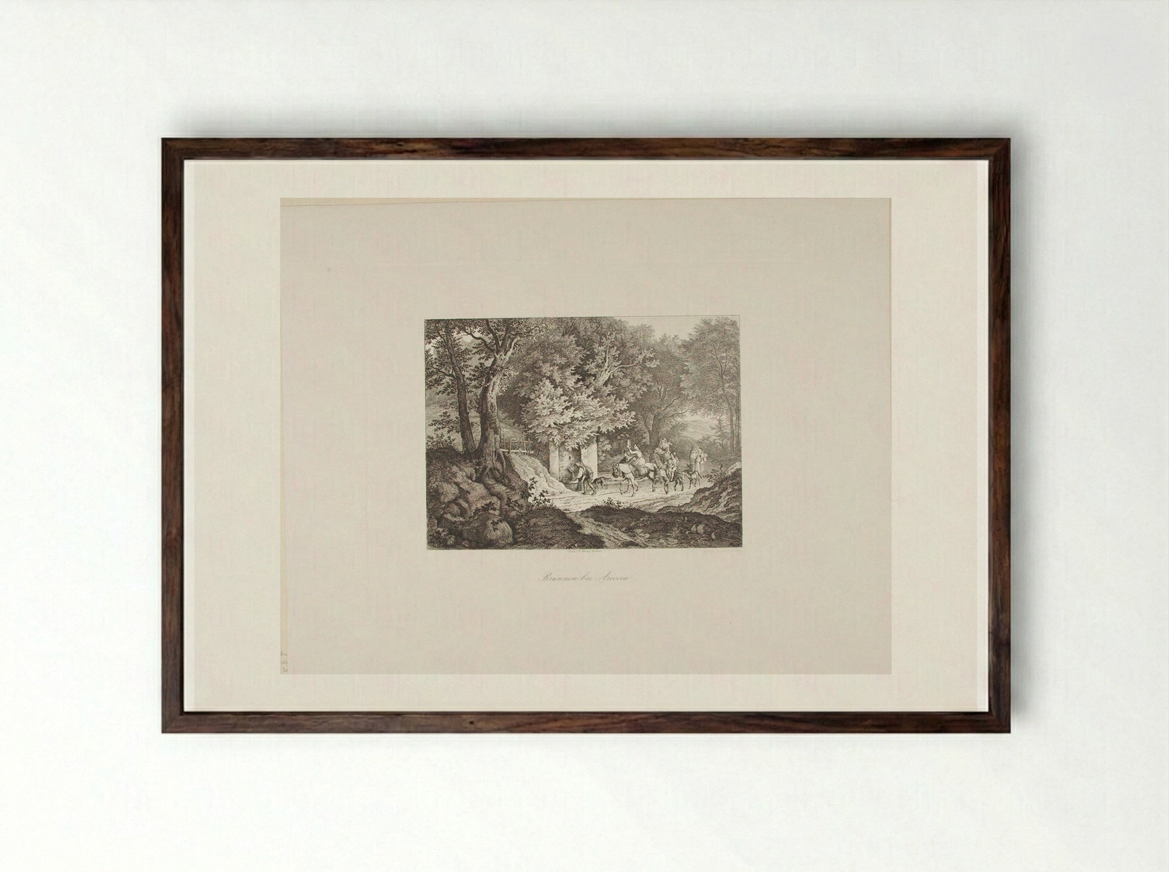 Fountain near Ariccia - Adrian Ludwig Richter - Framed Print Dark Wood
