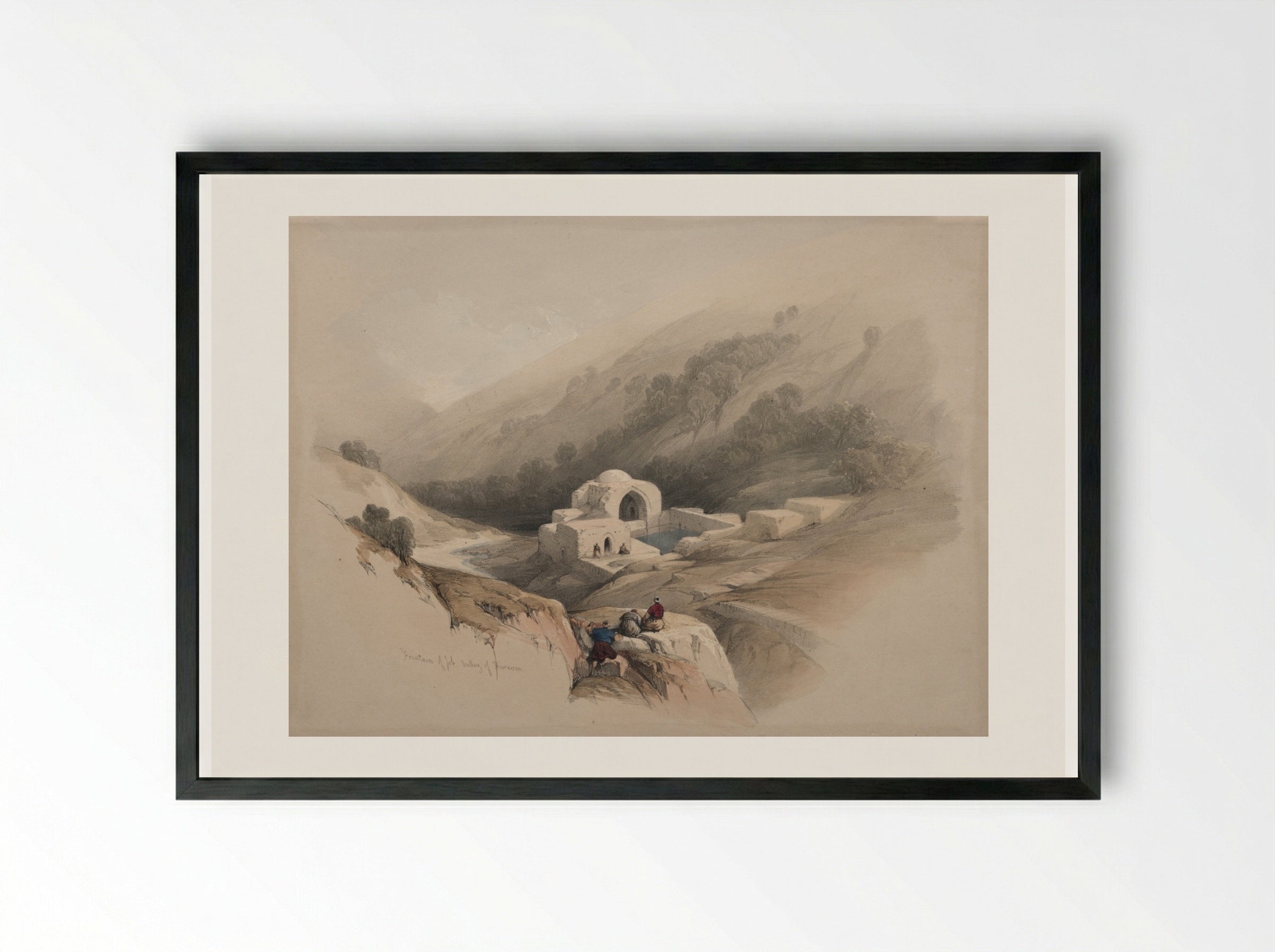Fountain of Job, Valley of Hinnom - David Roberts - Framed Print Black
