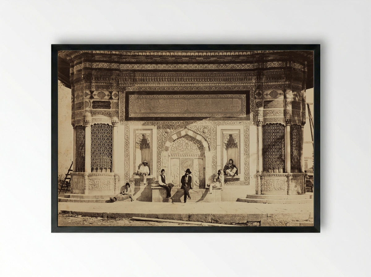 Fountain of Sultan Ahmed III, Constantinople - Pascal Sébah - Framed Print Black
