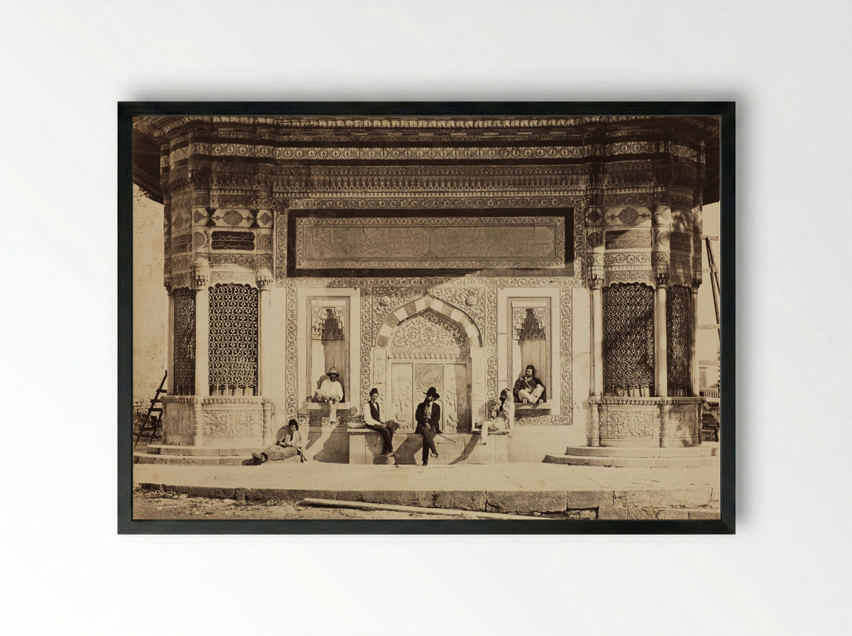 Fountain of Sultan Ahmed III, Constantinople - Pascal Sébah - Framed Print Black