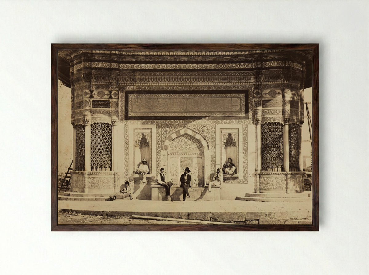 Fountain of Sultan Ahmed III, Constantinople - Pascal Sébah - Framed Print Dark Wood