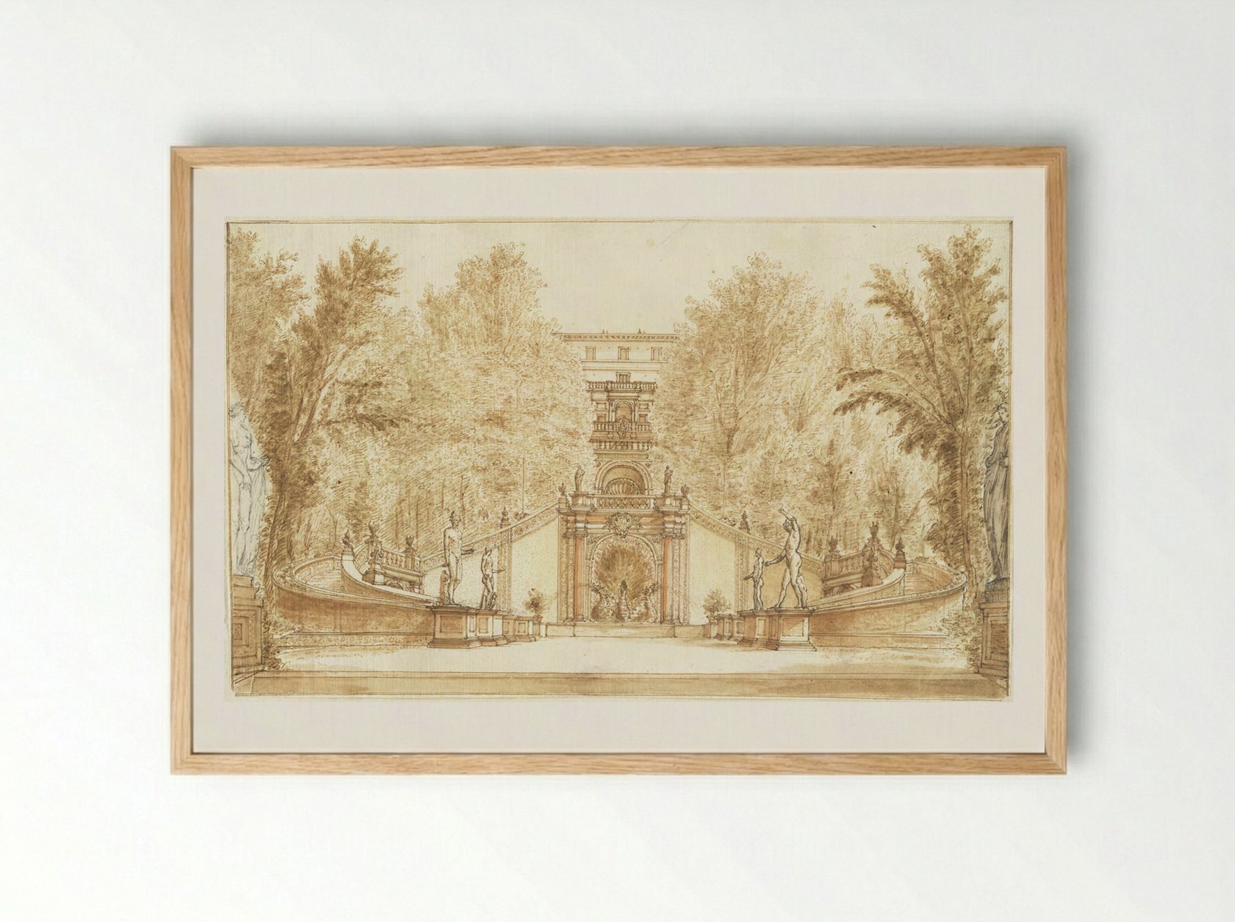Fountain of the Dragons, Villa d'Este, Tivoli - Israël Silvestre - Framed Print Wood