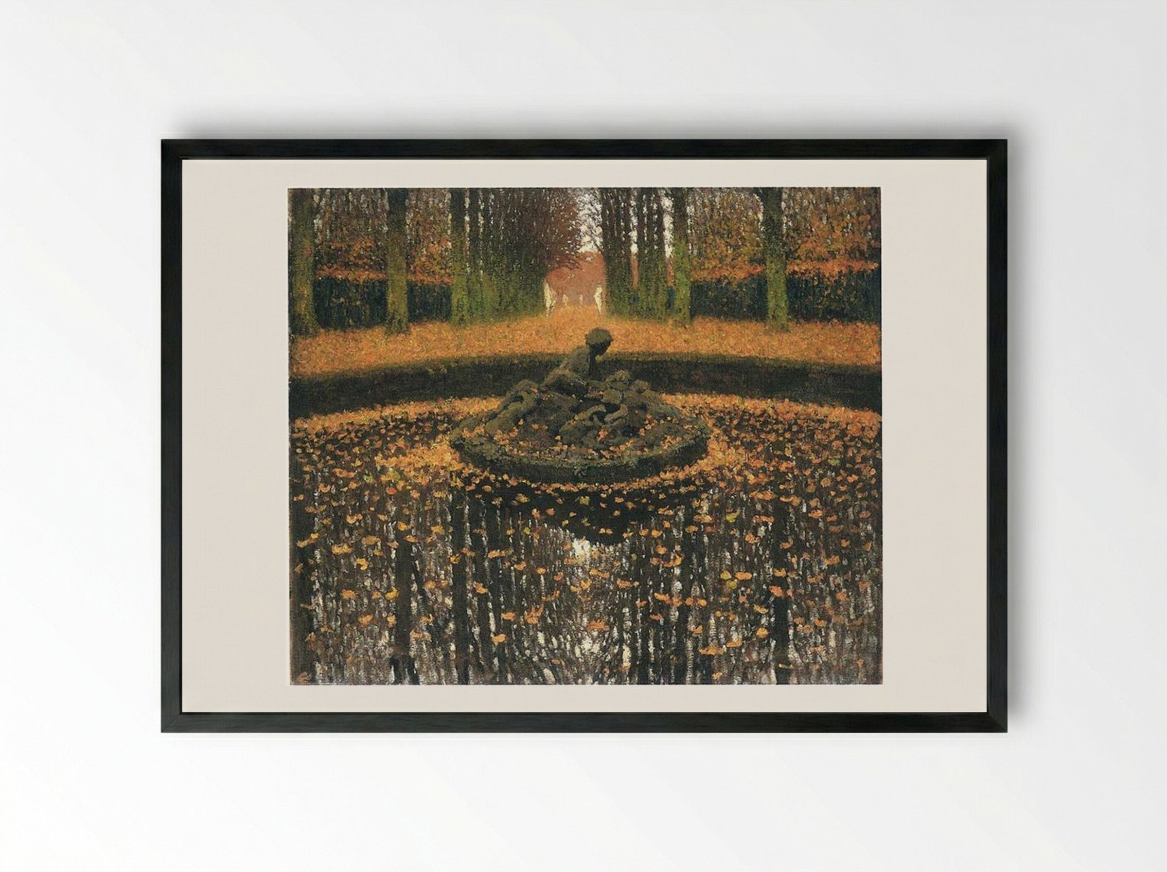Fountain of the Versailles Queen - Henri Martin - Framed Print Black