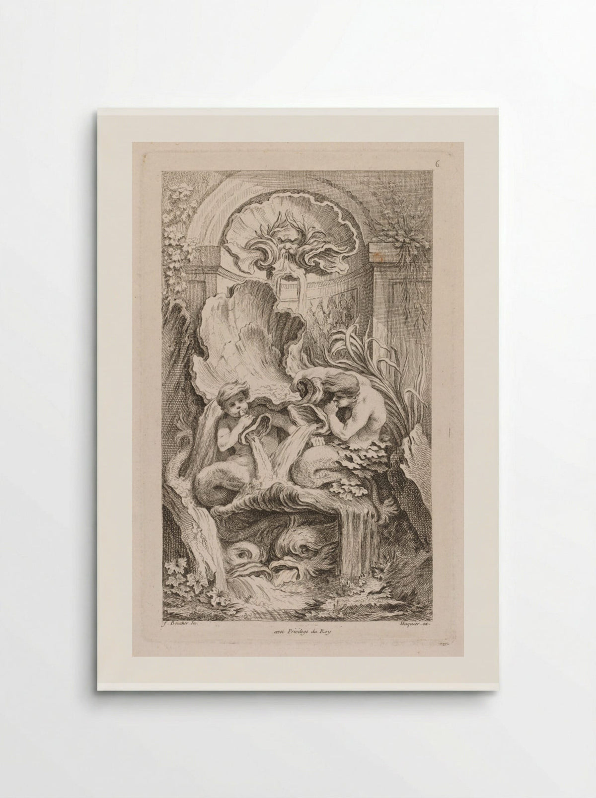 Fountain with Two Tritons Blowing Conch Shells - Gabriel Huquier - Poster