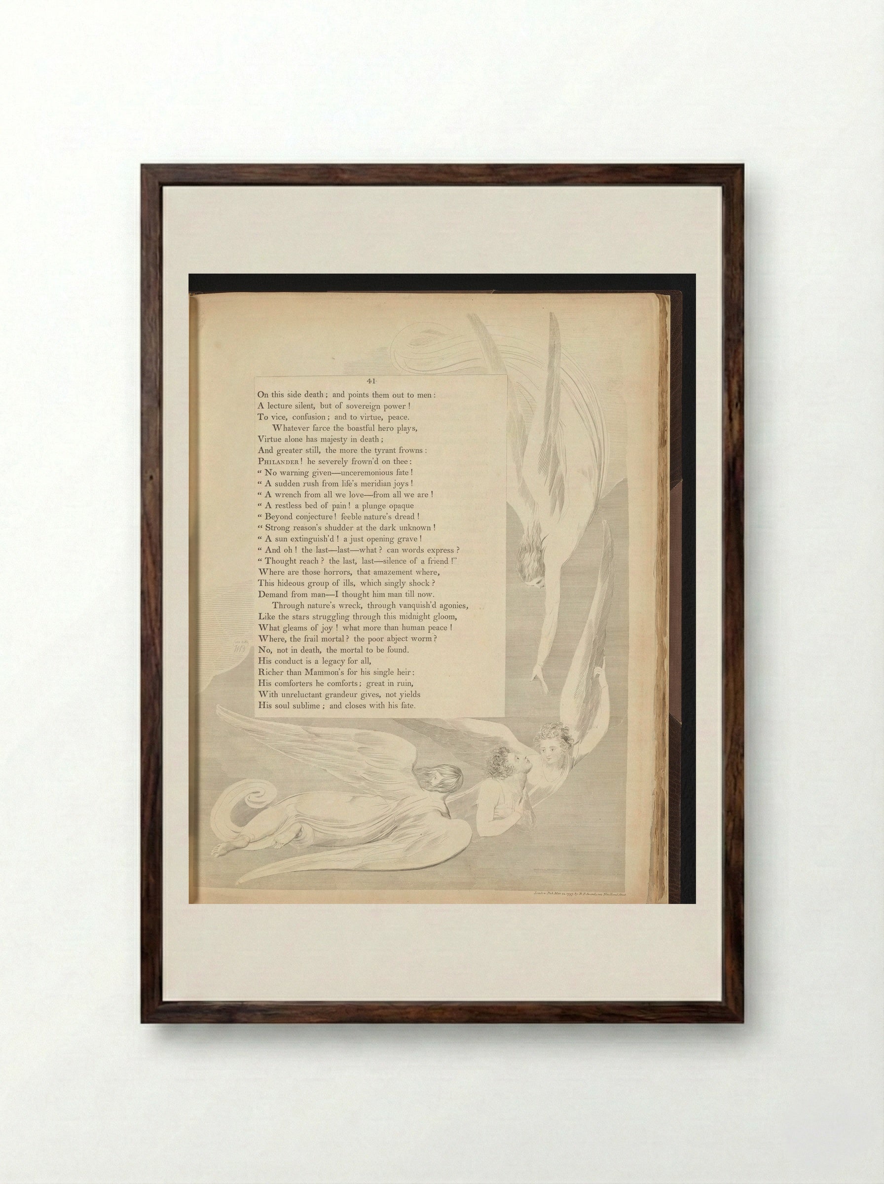 Four Angels - William Blake - Framed Print Dark Wood