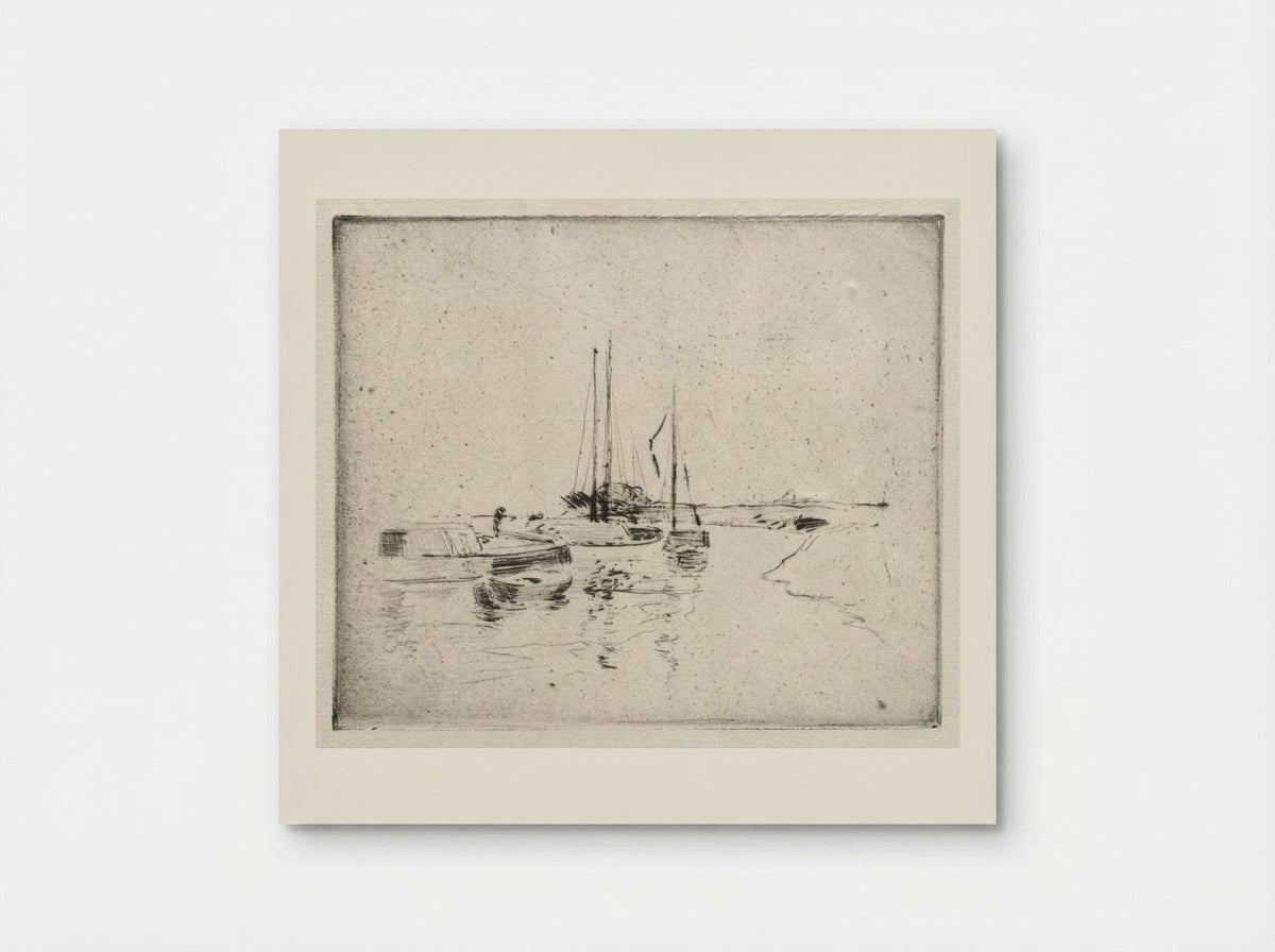 Four Boats on the Canal, Near Dordrecht - John Henry Twachtman - Poster