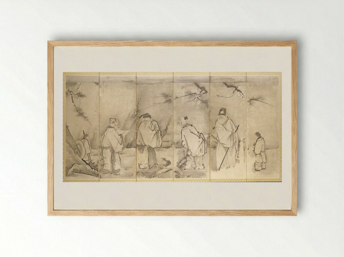 Four Elders of Mt. Shang - Kano Tan’yū - Framed Print Wood