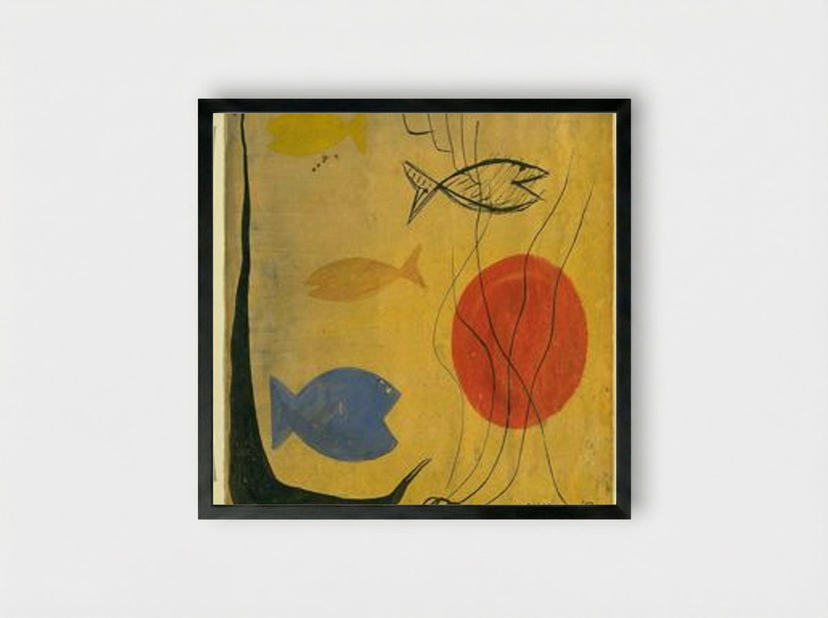 Four Fish in Water - Alexander Calder - Framed Print Black