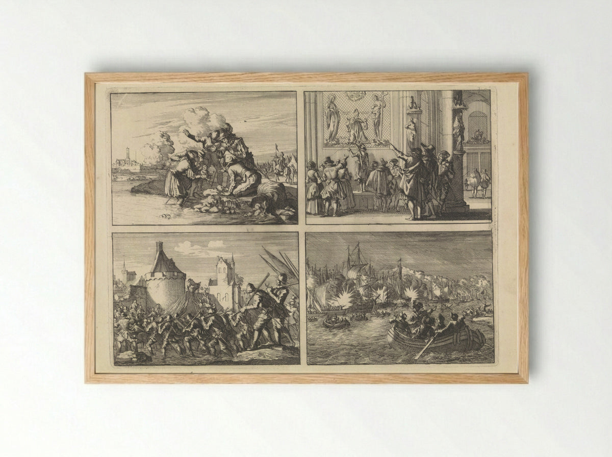 Four Historical Scenes of the Eighty Years' War - Caspar Luyken - Framed Print Wood