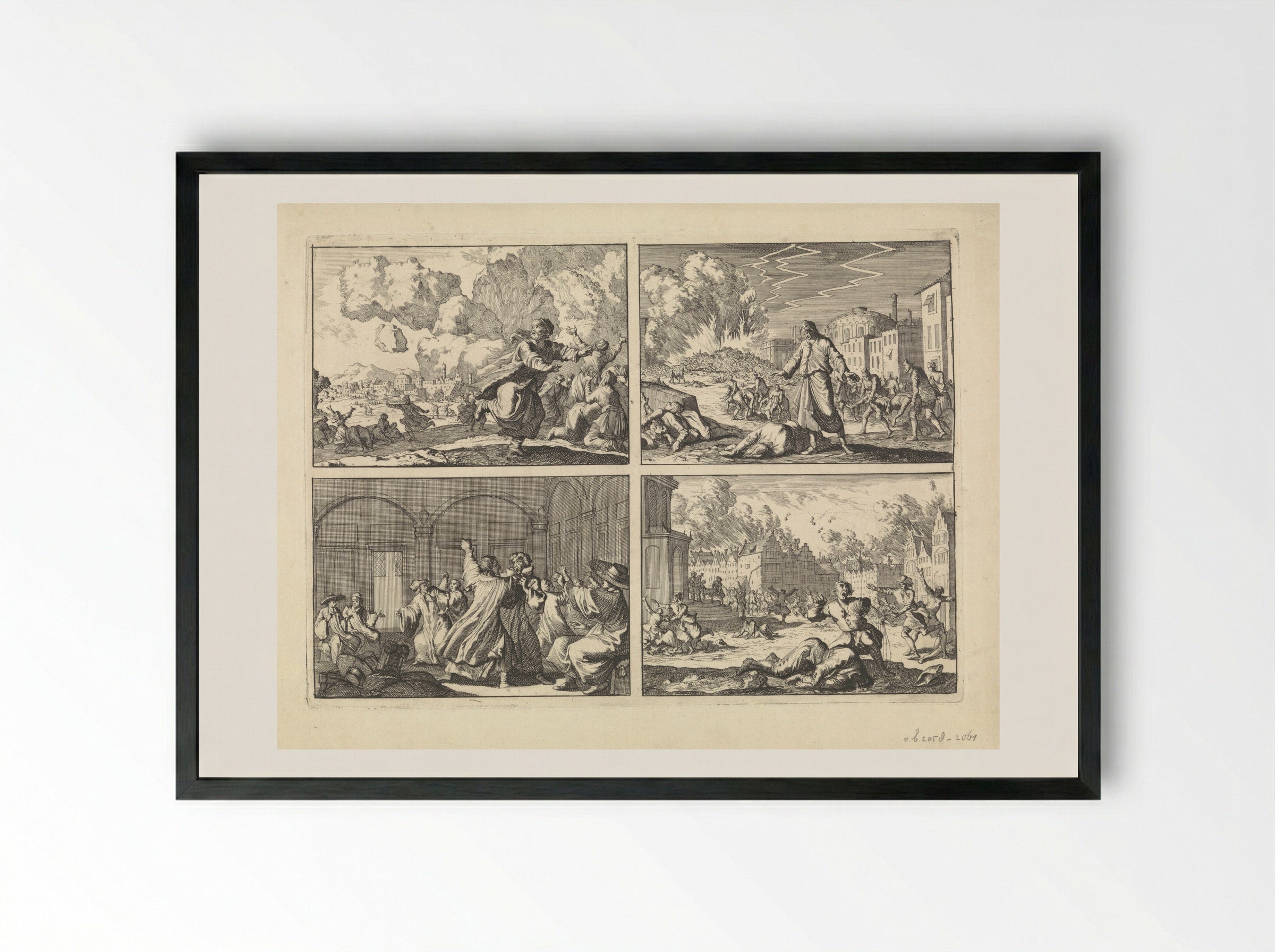 Four Historical Scenes - Caspar Luyken - Framed Print Black
