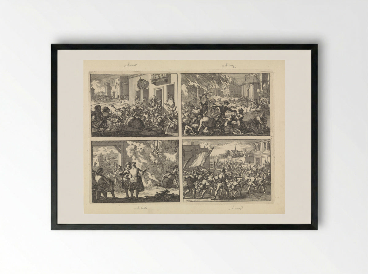 Four Historical Scenes - Caspar Luyken - Framed Print Black