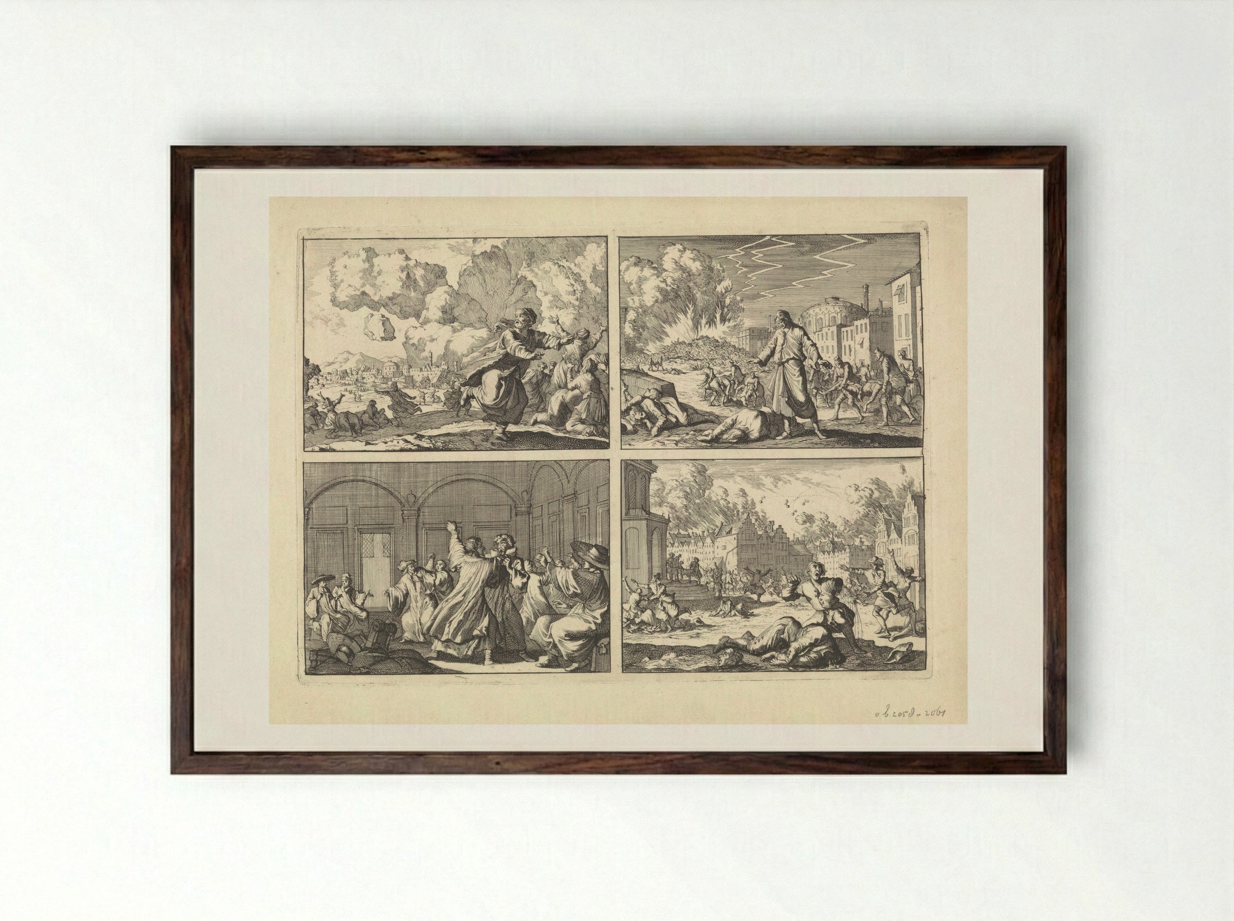 Four Historical Scenes - Caspar Luyken - Framed Print Dark Wood