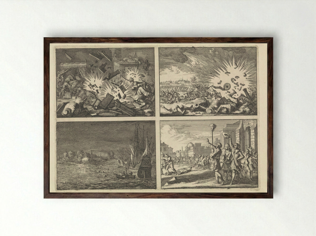 Four Historical Scenes - Caspar Luyken - Framed Print Dark Wood