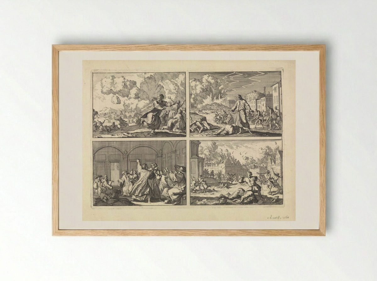 Four Historical Scenes - Caspar Luyken - Framed Print Wood