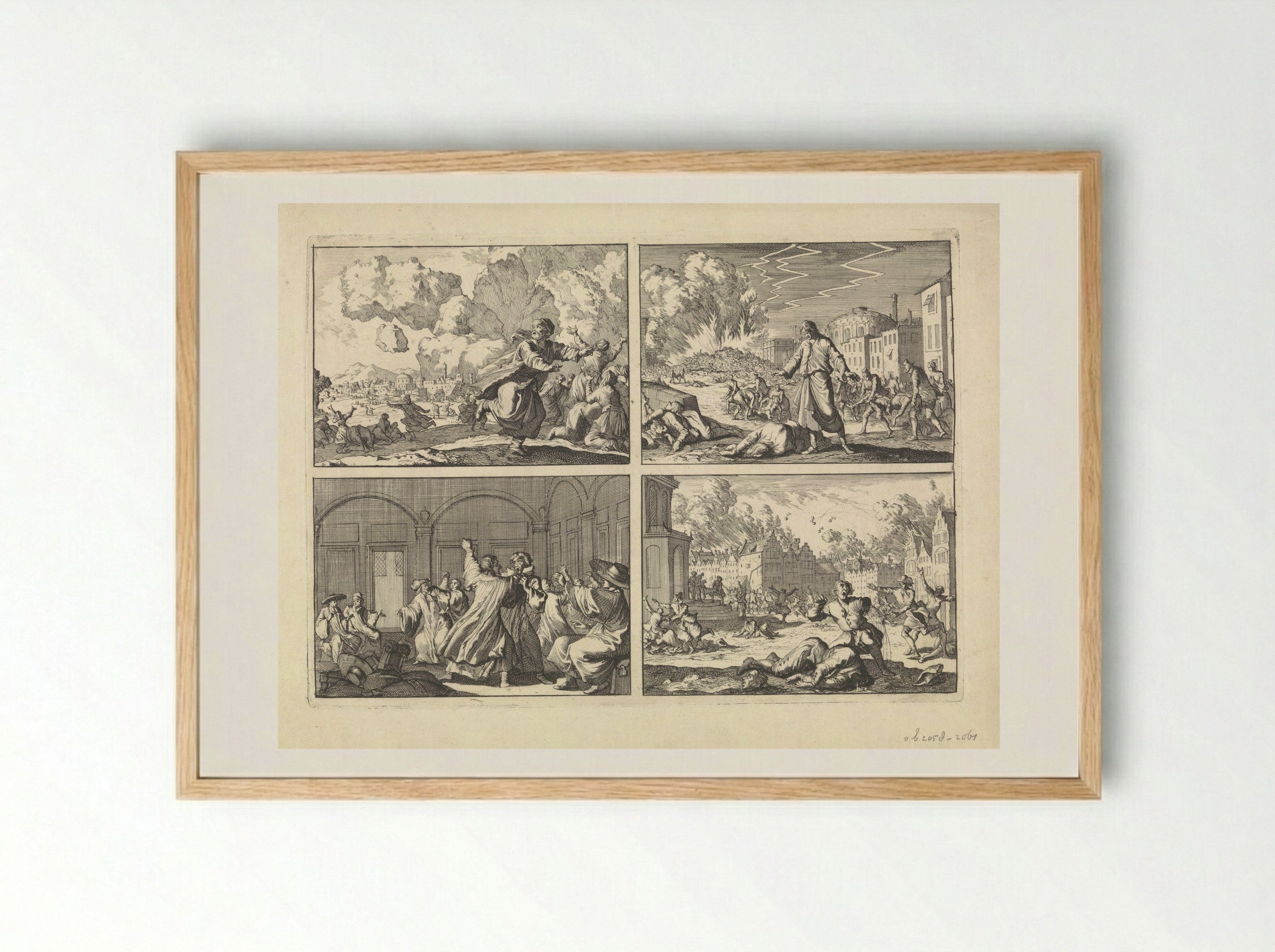Four Historical Scenes - Caspar Luyken - Framed Print Wood