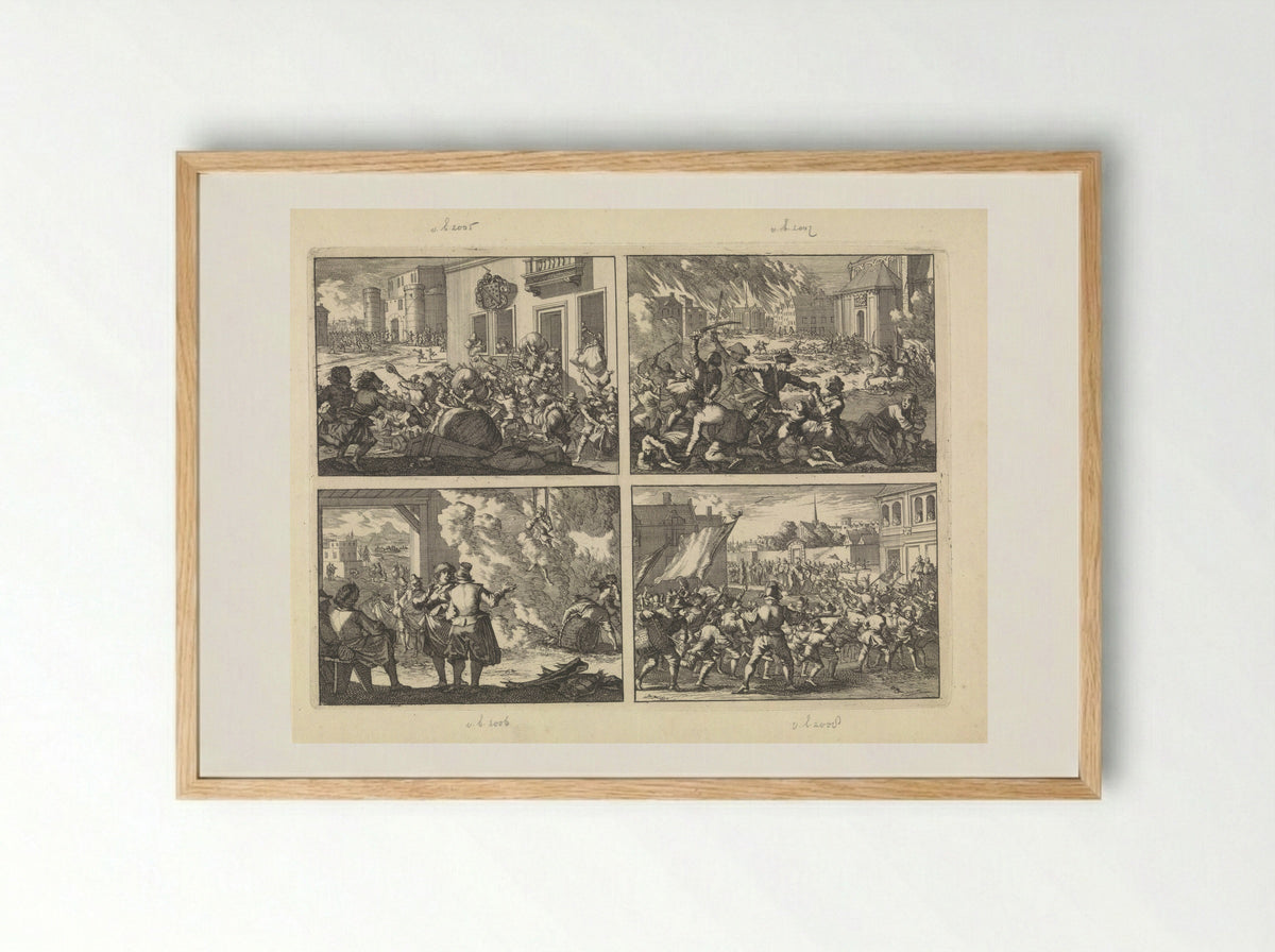 Four Historical Scenes - Caspar Luyken - Framed Print Wood