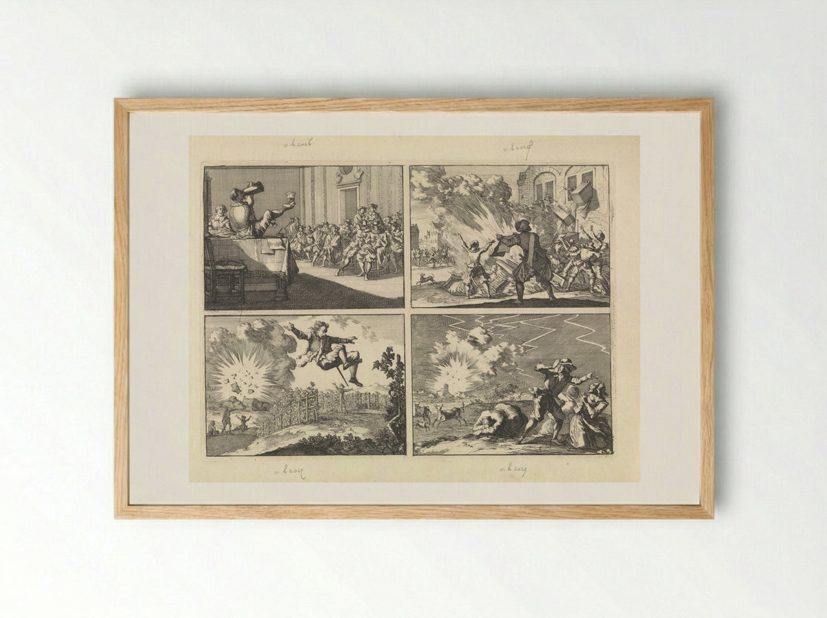 Four Historical Scenes - Caspar Luyken - Framed Print Wood