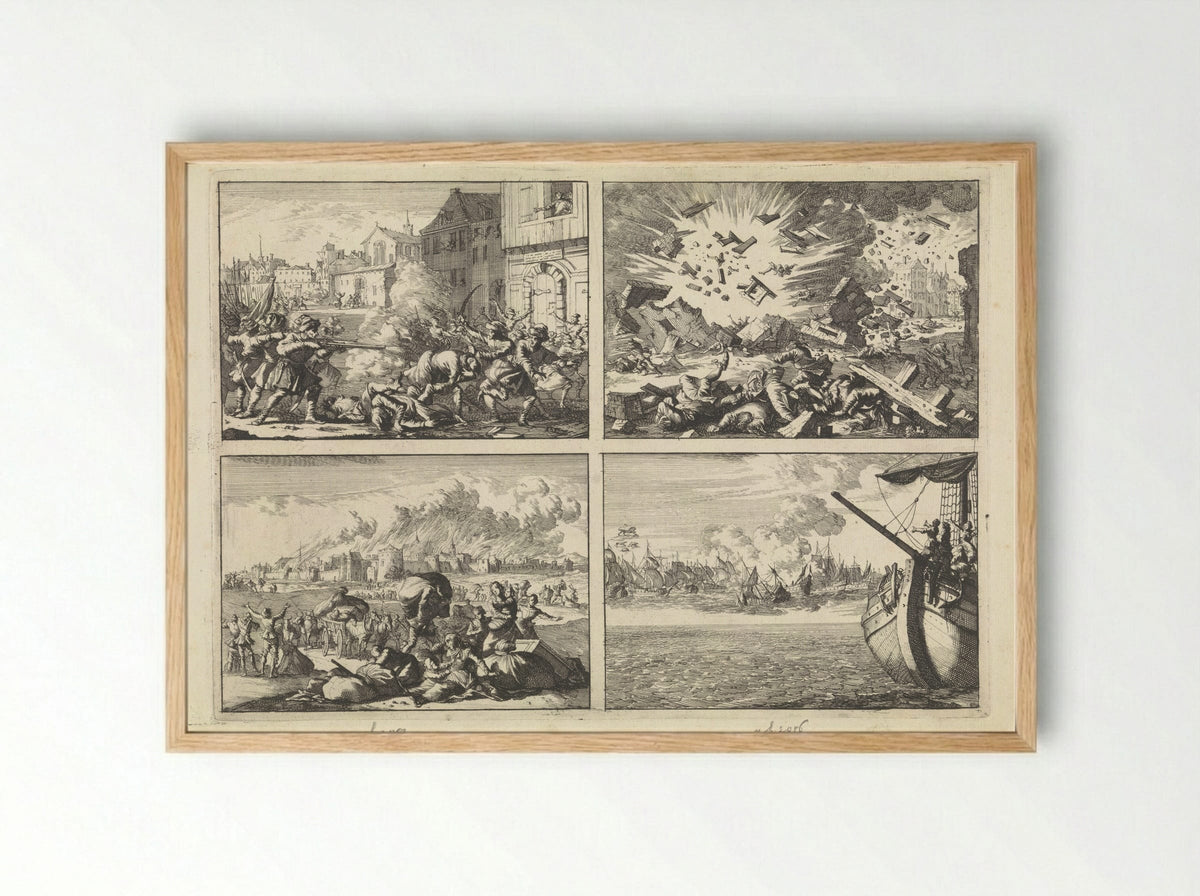 Four Historical Scenes - Caspar Luyken - Framed Print Wood