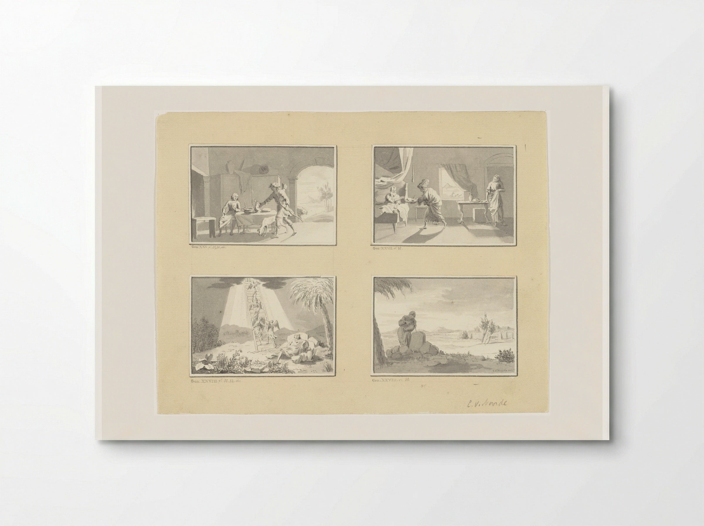 Four Illustrations from the Story of Isaac, Jacob and Esau - Cornelis van Noorde - Poster