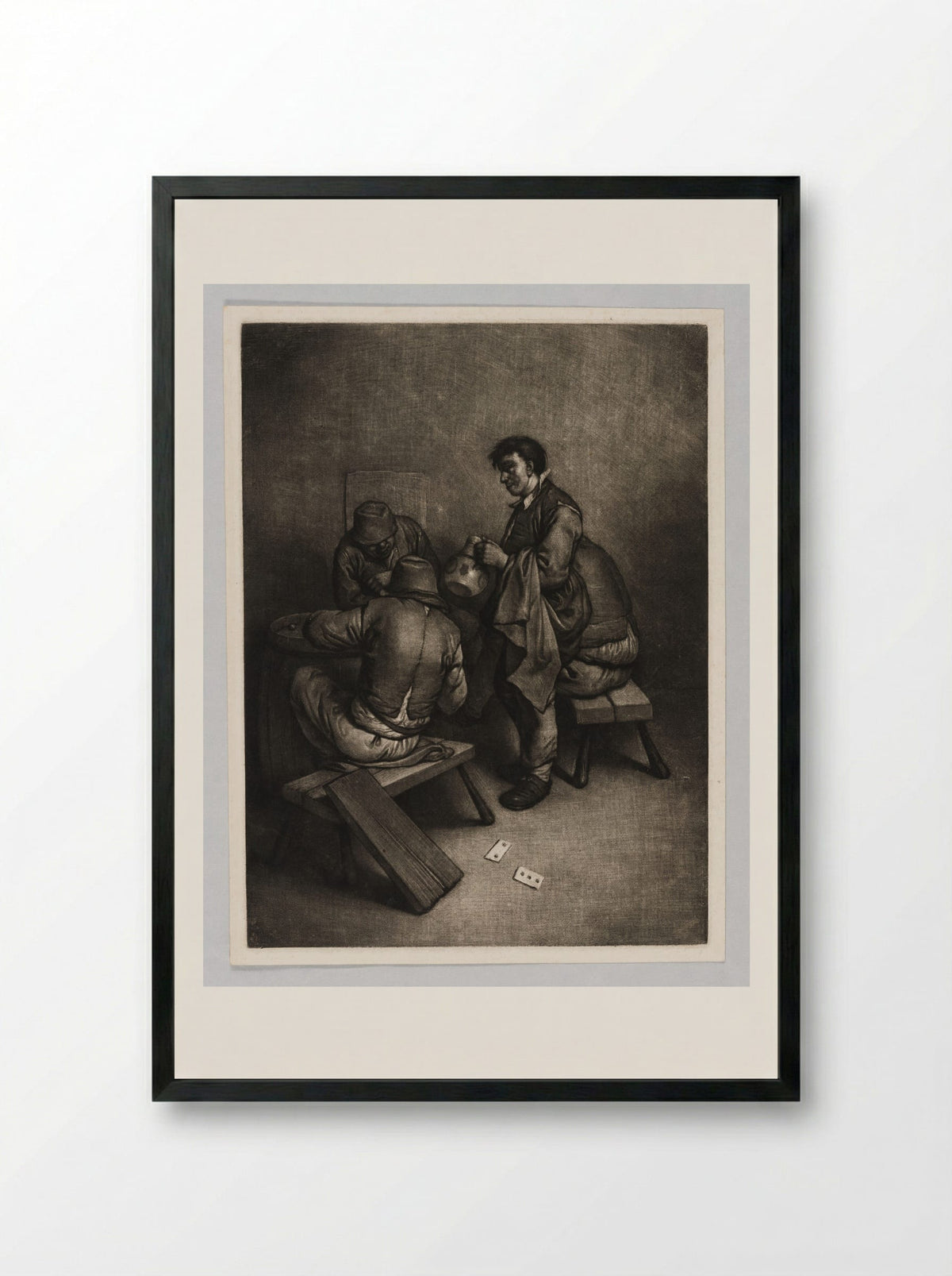 Four Peasants at an Inn - Wallerant Vaillant - Framed Print Black