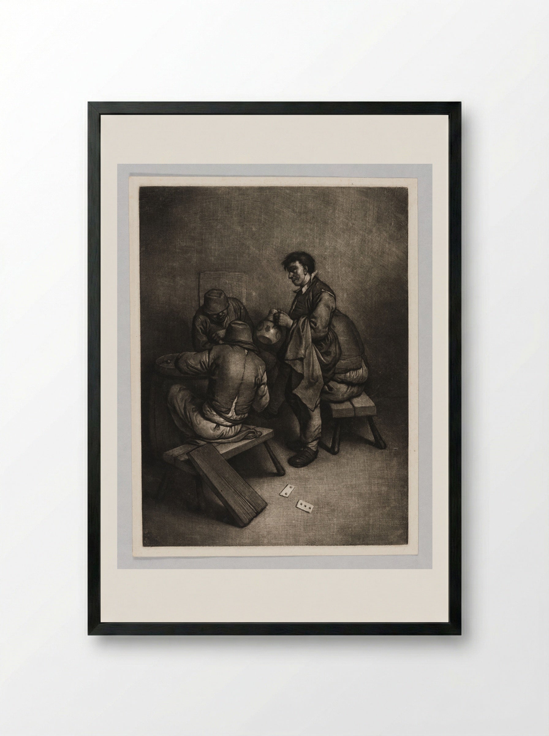 Four Peasants at an Inn - Wallerant Vaillant - Framed Print Black