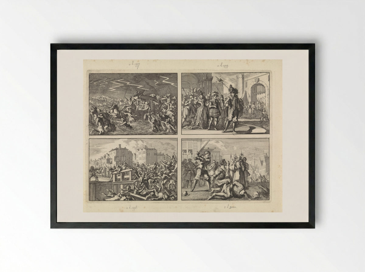 Four Scenes from the Life of Louis XIII - Caspar Luyken - Framed Print Black