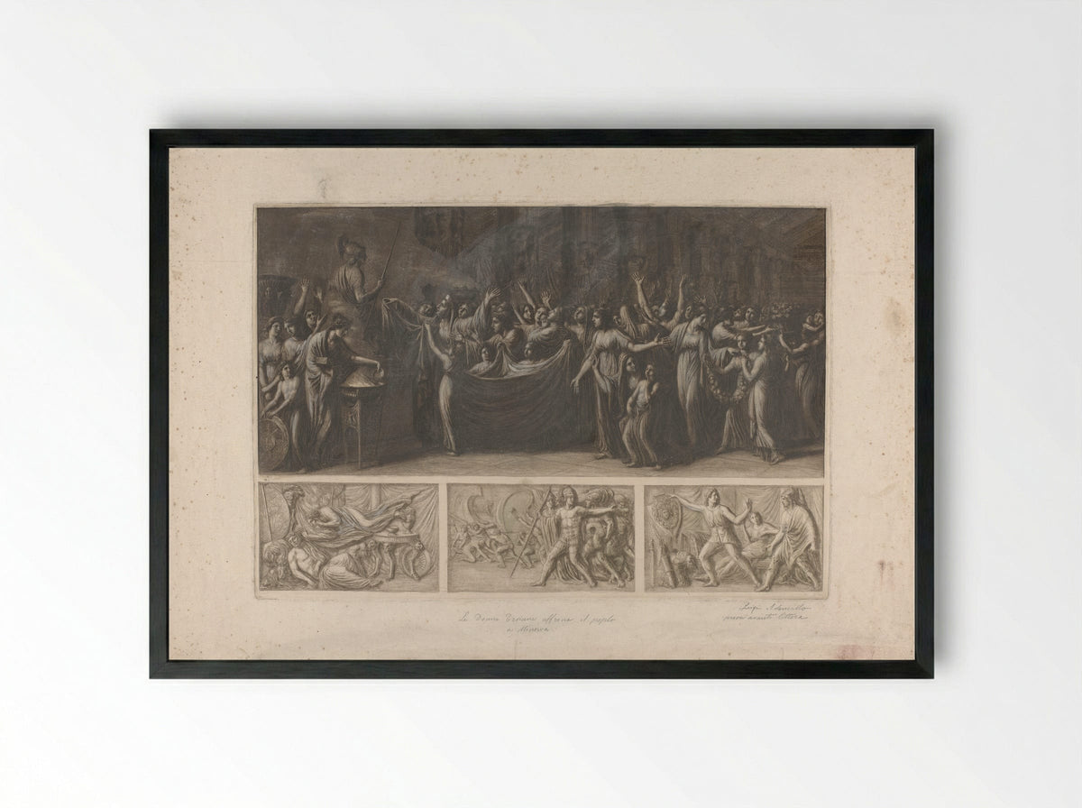 Four Scenes from the Trojan War - Luigi Ademollo - Framed Print Black