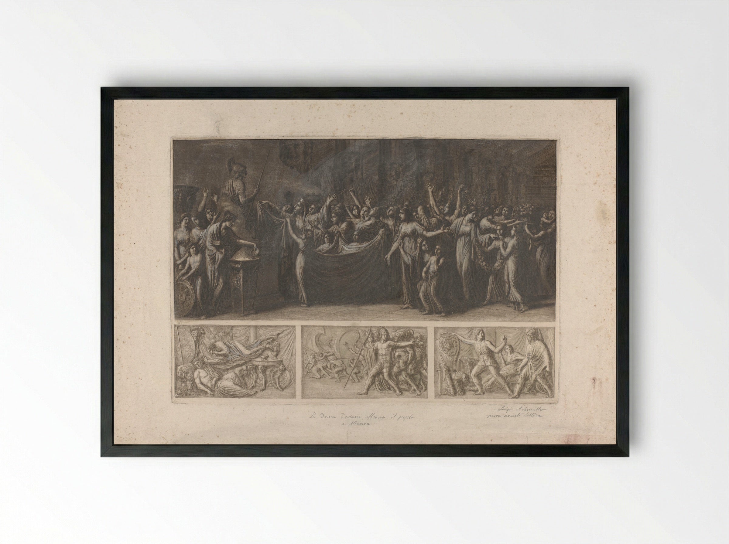 Four Scenes from the Trojan War - Luigi Ademollo - Framed Print Black