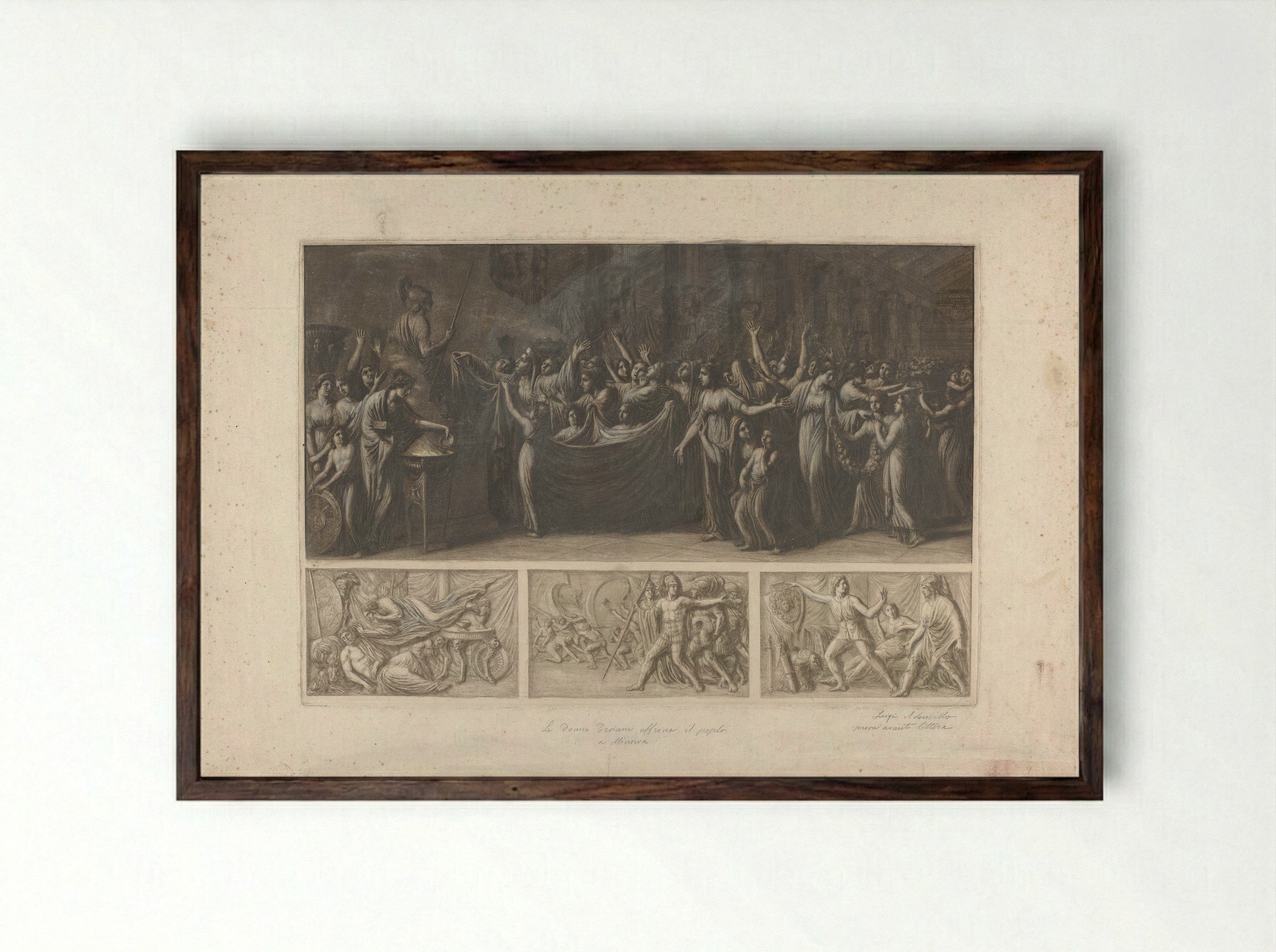 Four Scenes from the Trojan War - Luigi Ademollo - Framed Print Dark Wood